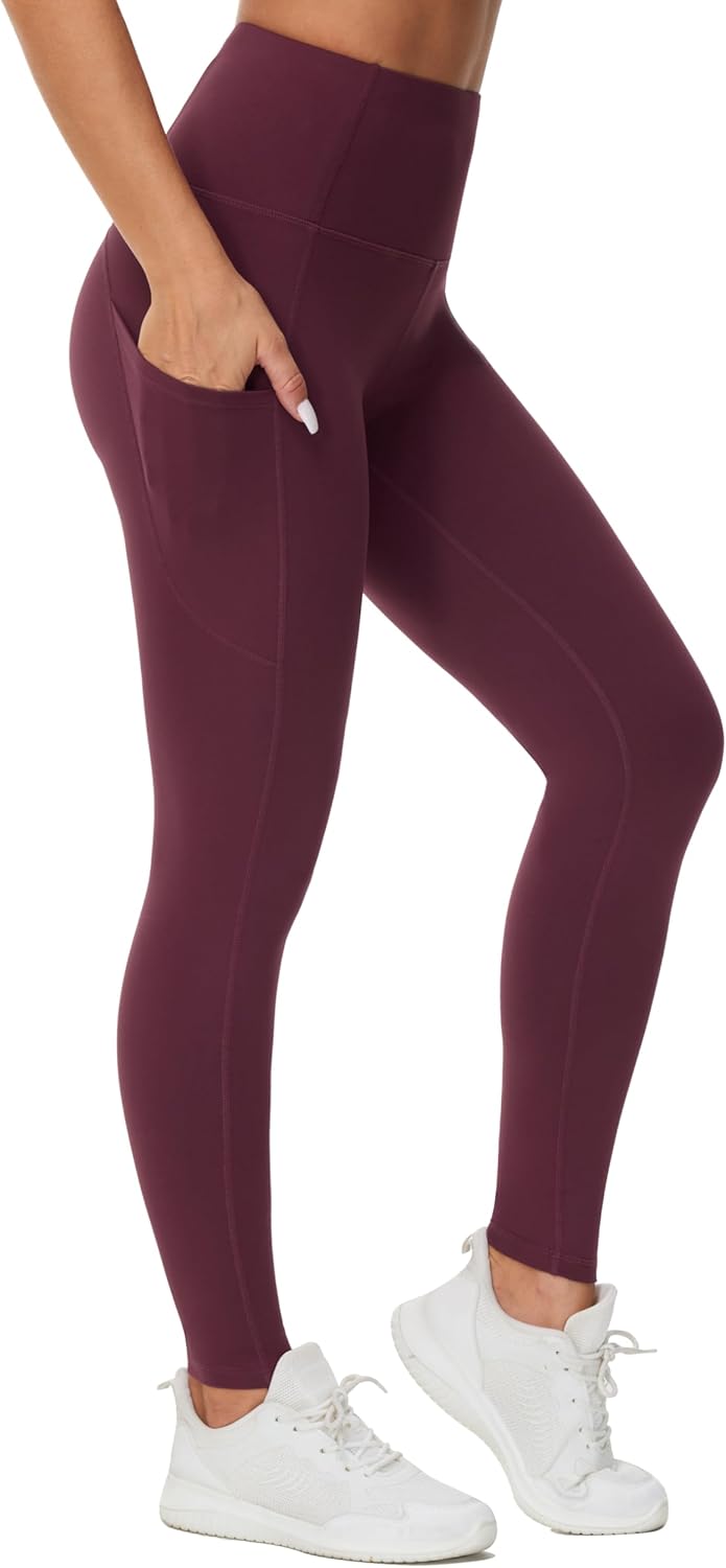 THE GYM PEOPLE Thick High Waist Yoga Pants with Pockets, Tummy Control Workout Running Yoga Leggings for Women