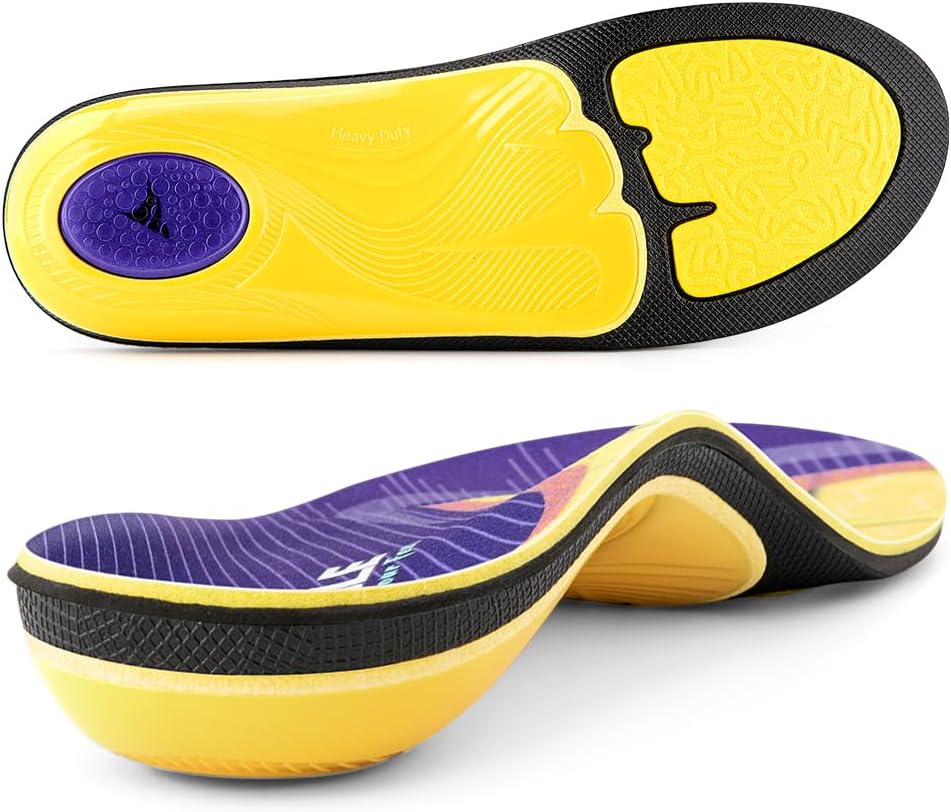 VALSOLE Heavy Duty Support Pain Relief Orthotics - 220+ lbs Plantar Fasciitis High Arch Support Insoles for Men Women, Flat Feet Orthotic Insert, Work Boot Shoe Insole, Absorb Shock with Every Step