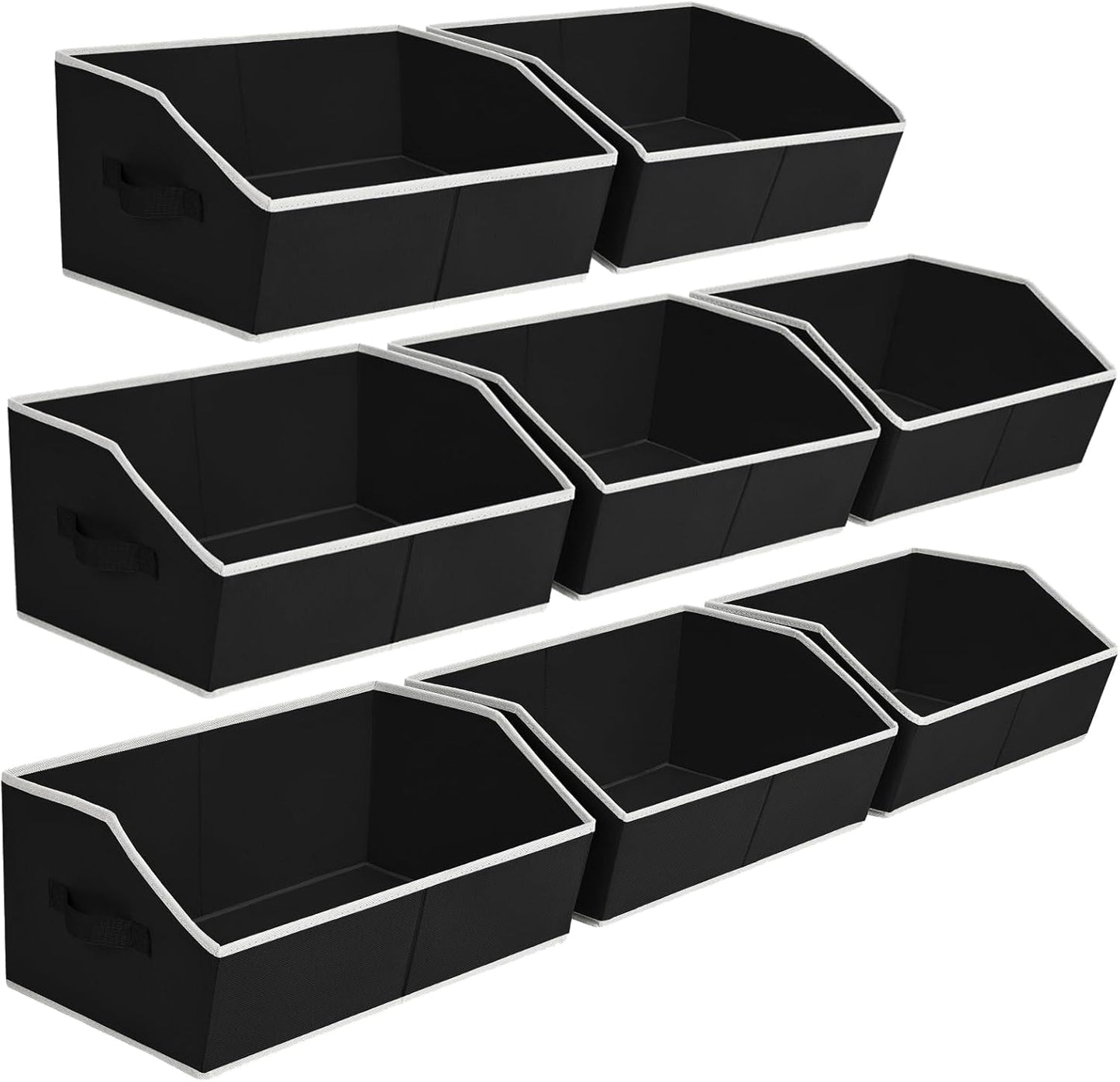 Closet Organizers Bins 6 Packs - Large Closet Shelf Organizer with Handles, Fabric Trapezoid Storage Bins, Collapsible Storage Cubes for Clothes, Towels, Light Gray