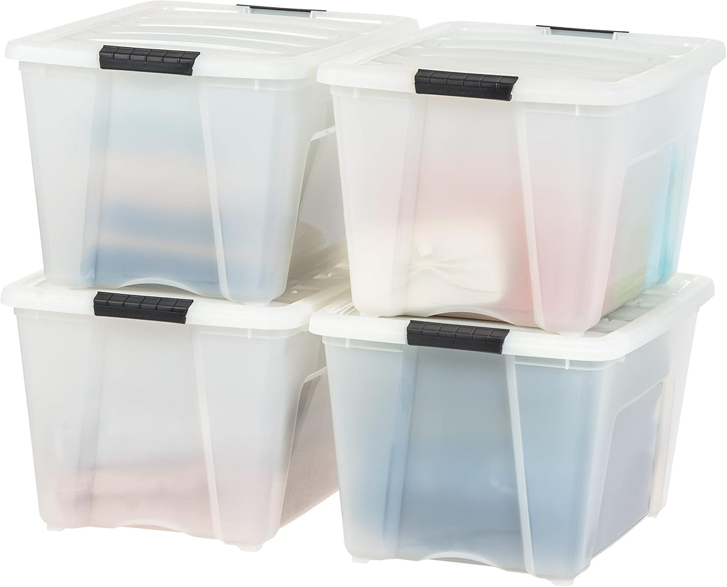 IRIS USA 13 QT Plastic Storage Box with Lid and Latches - 6 Pack - BPA-Free, See-Through Organizing Solution, Durable Nestable Stackable Containers, Secure Pull Handle - Clear