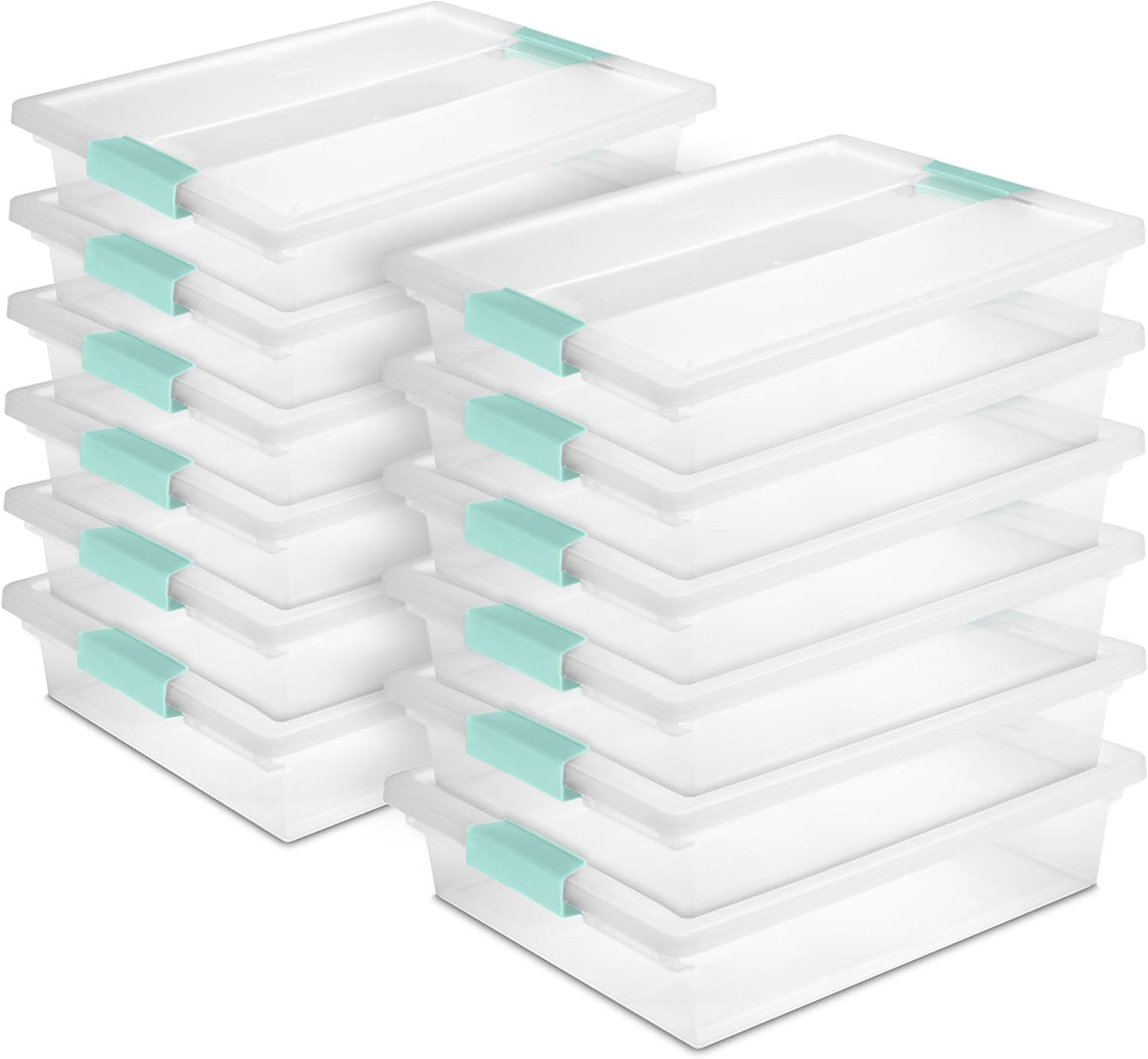 Sterilite 6-Pack Clip Box, Stackable Clear Plastic Bins with Latching Lids, Large - Writing, Arts or Crafts Supplies Storage Containers for Home, Office, Classroom and Workshop Organization