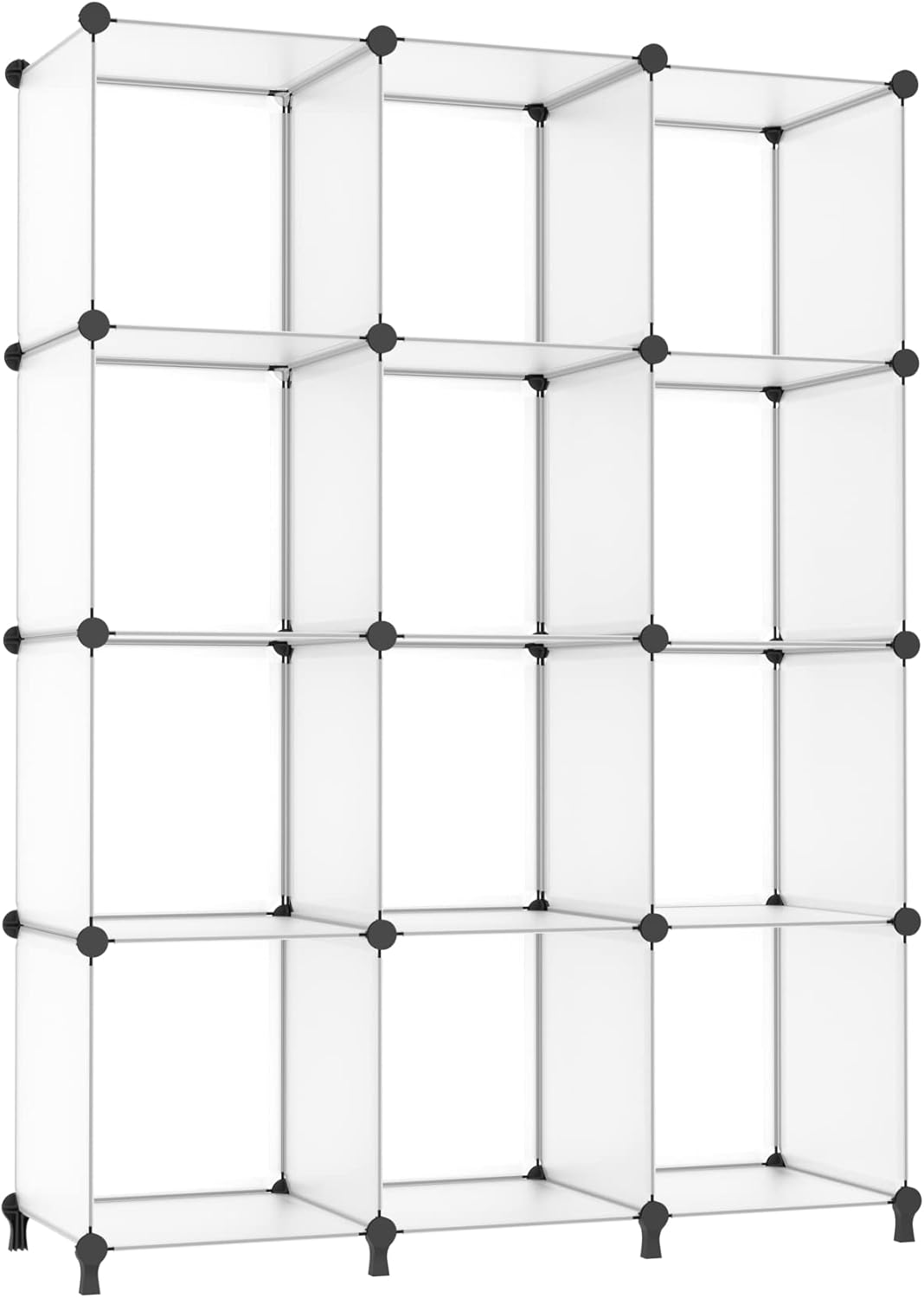 AWTATOS Cube Storage Organizer Storage 12 Cube Bookshelf DIY Plastic Closet Clothes Storage Shelves with Wooden Mallet, Stackable Storage Solution for Home, Bedroom, White