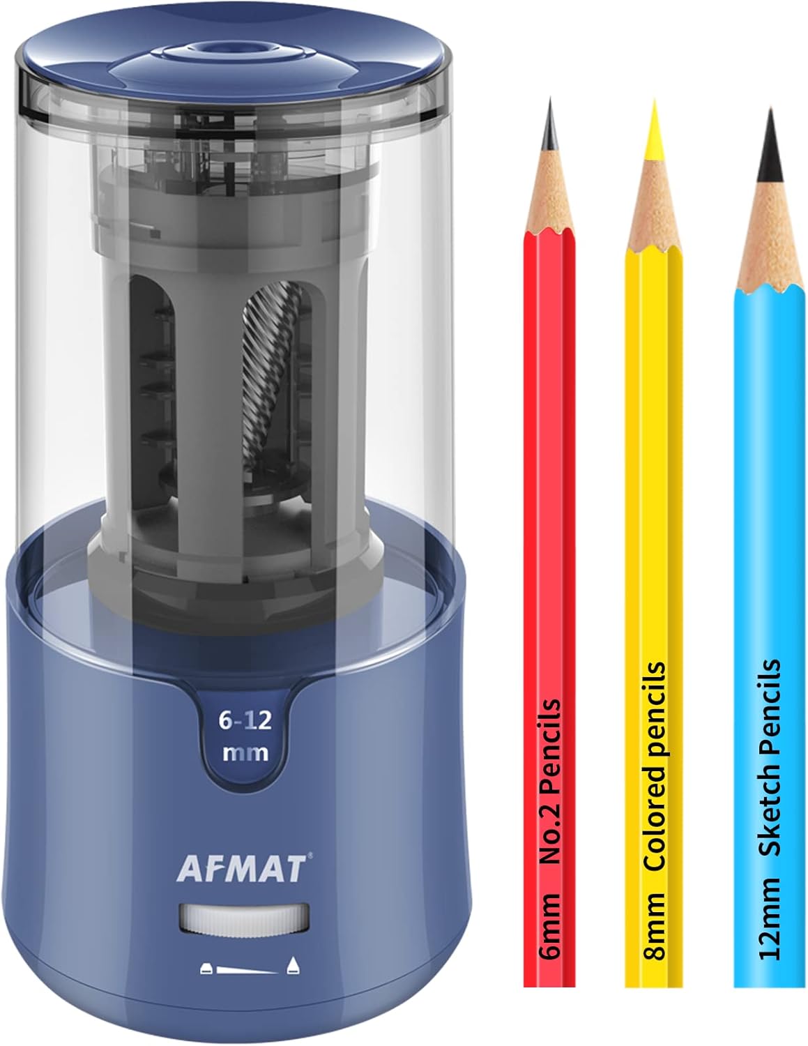 AFMAT Electric Pencil Sharpener - Auto Stop, Super Sharp & Fast, Plug in Pencil Sharpener for 6-12mm No.2/Colored Pencils - Classroom/Office/Home PS92