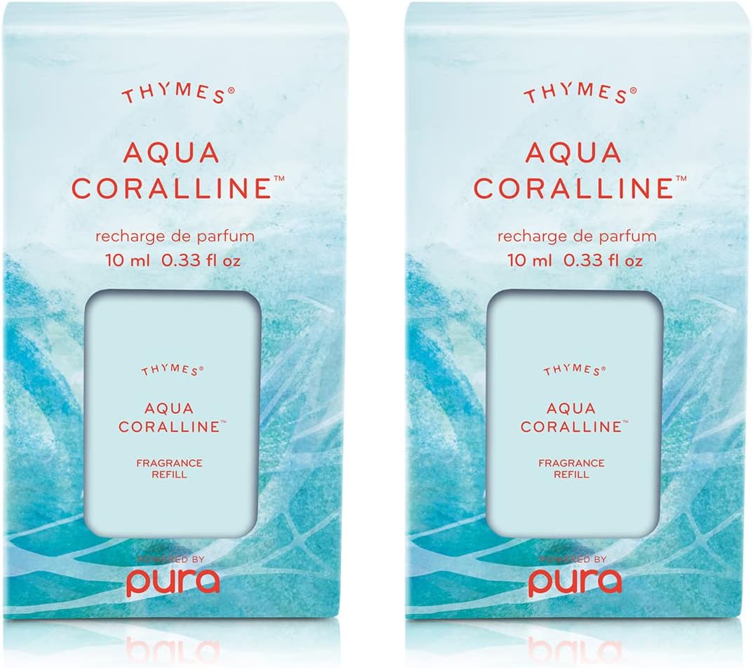 Thymes Pura Refills – 2 Pack of Oil Diffuser Scents – Long-Lasting Pura Diffuser Refills – Premium Home Fragrance – Notes of Rosemary, Sage, Lemon, Sea Salt & Jasmine (Cyprus Sea Salt, Pack of 2)