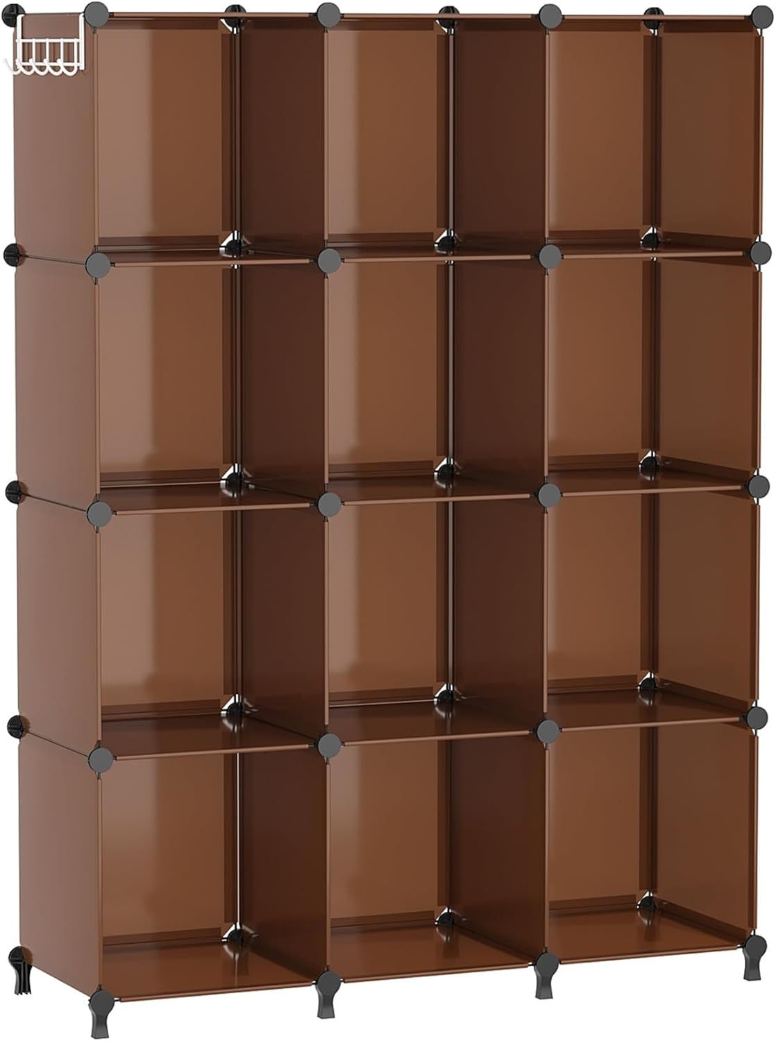 AWTATOS Cube Storage Organizer Storage 12 Cube Bookshelf DIY Plastic Closet Clothes Storage Shelves with Wooden Mallet, Stackable Storage Solution for Home, Bedroom, White