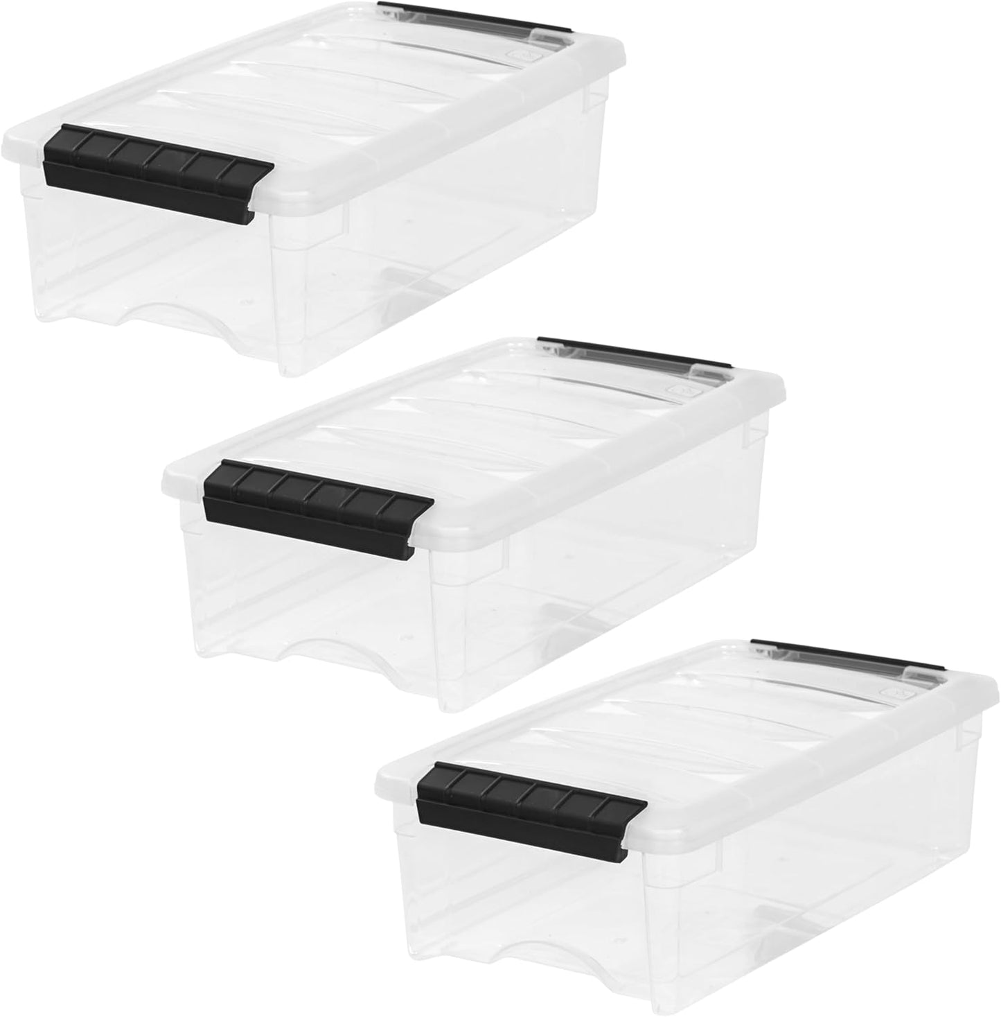 IRIS USA 13 QT Plastic Storage Box with Lid and Latches - 6 Pack - BPA-Free, See-Through Organizing Solution, Durable Nestable Stackable Containers, Secure Pull Handle - Clear
