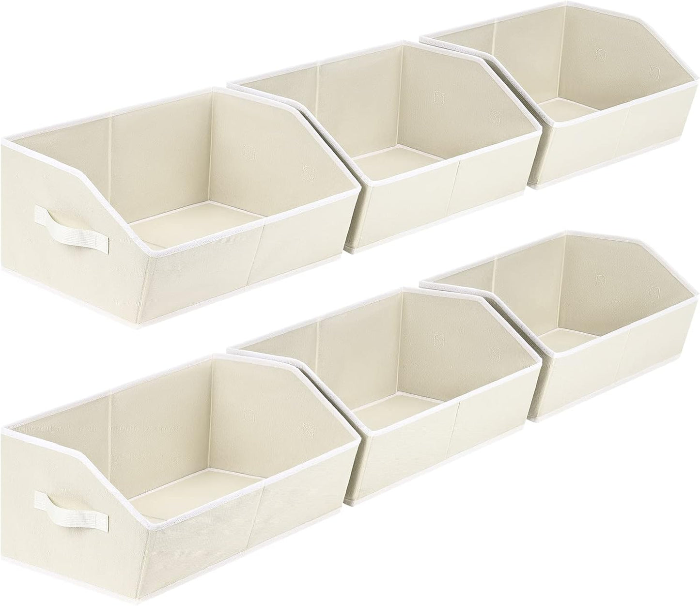Closet Organizers Bins 6 Packs - Large Closet Shelf Organizer with Handles, Fabric Trapezoid Storage Bins, Collapsible Storage Cubes for Clothes, Towels, Light Gray
