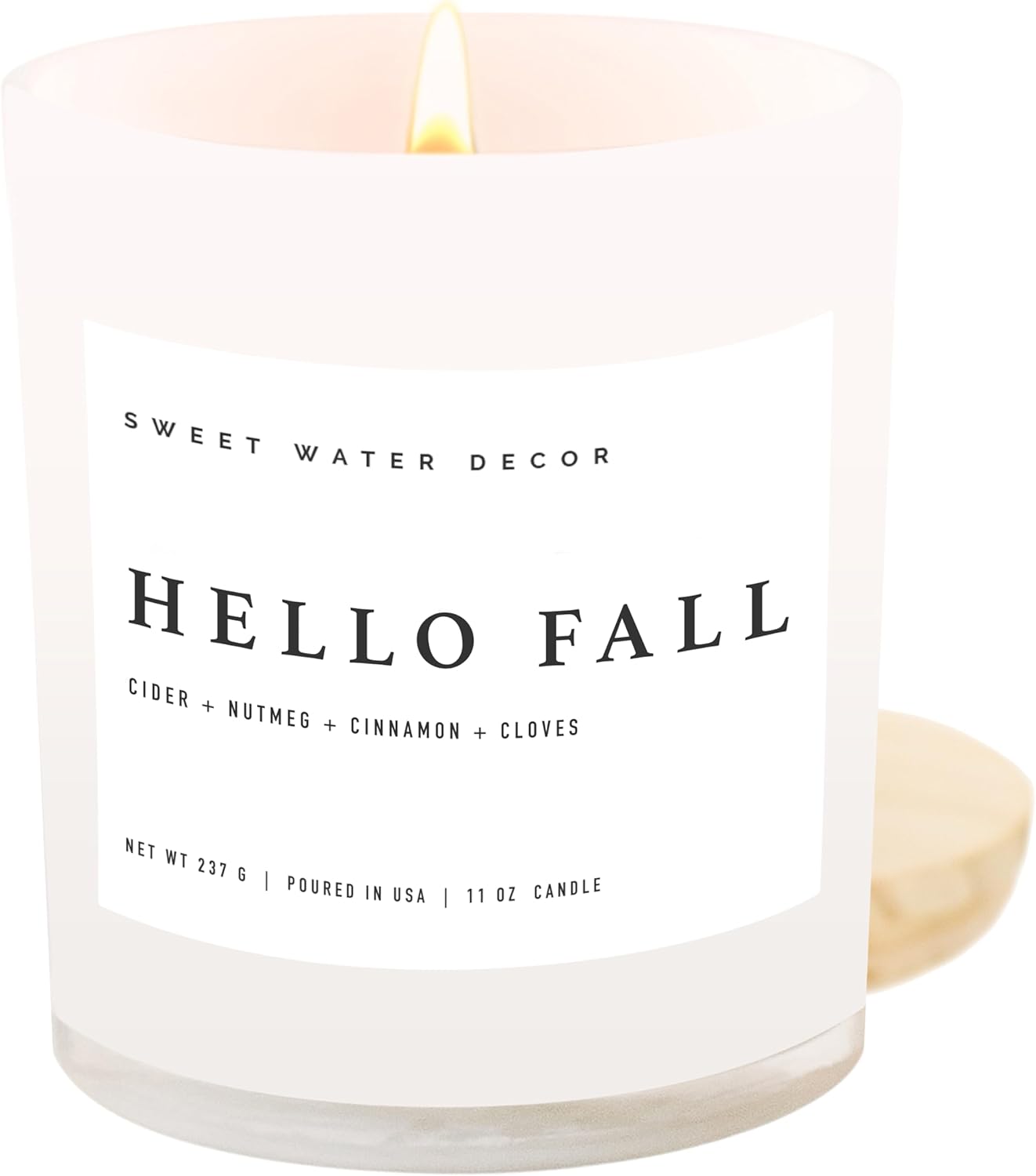 Sweet Water Decor Salt and Sea Candle - Sea Salt, Citrus, Amber, Musk, Beach Scented Soy Candles for Home - 11oz White Glass Jar + Wood Lid, 50+ Hour Burn Time, Made in the USA