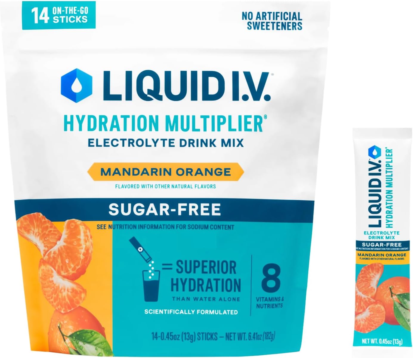 Liquid I.V.® Hydration Multiplier Sugar-Free - White Peach | Electrolyte Powder Drink Mix | 1 Pack (14 Servings)