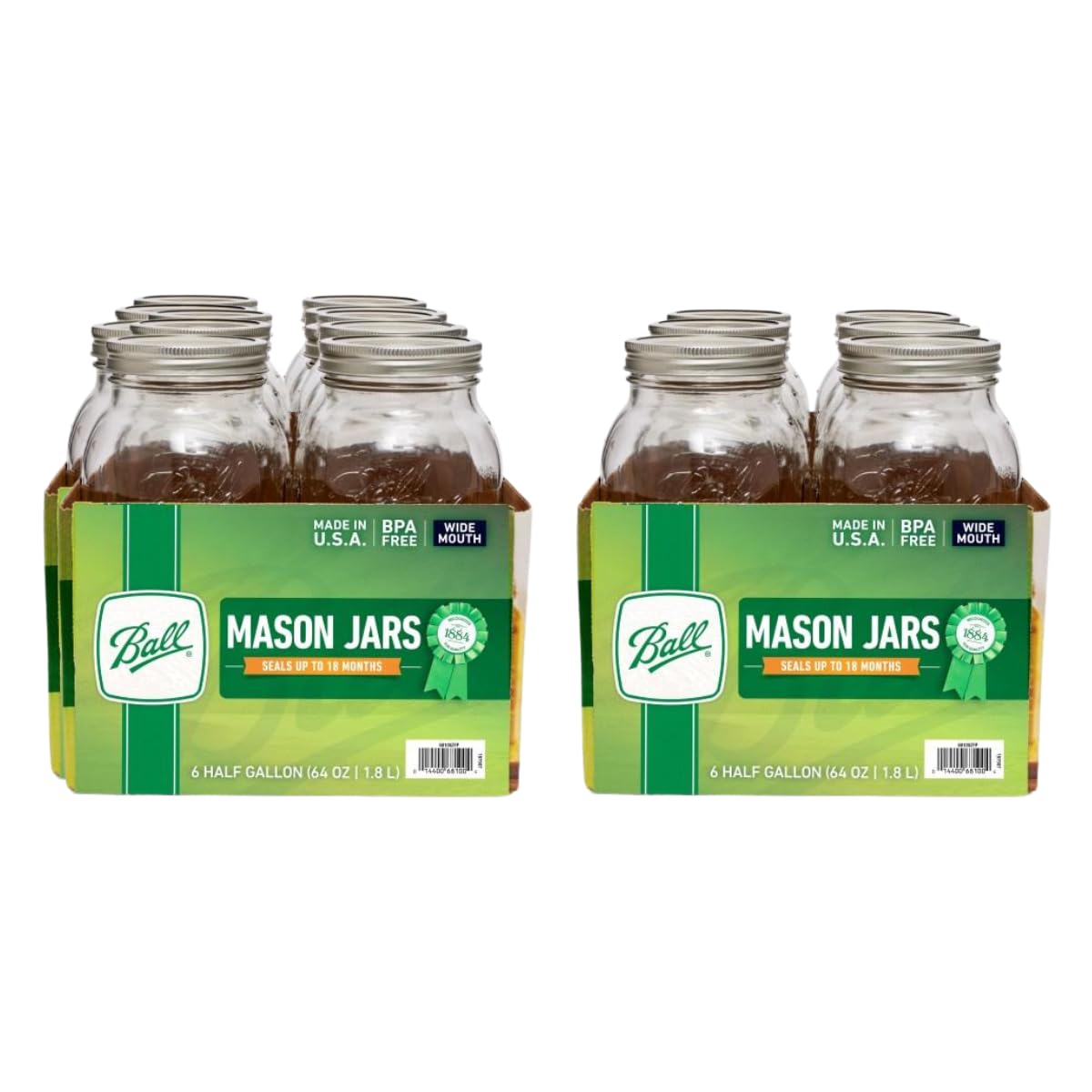 Ball Wide Mouth Pint 16-Ounce Glass Mason Jar with Lids and Bands, 12-Count