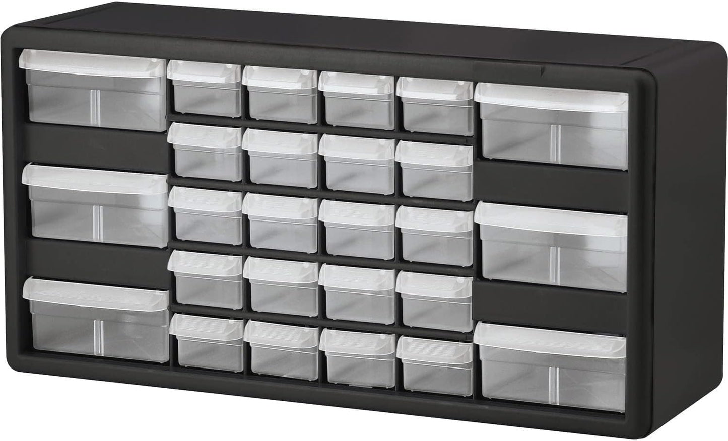 Akro-Mils 44-Drawer Plastic Drawer Storage Cabinet for Garage Organization, Bead Organizer, Building Bricks Storage, Teacher Toolbox, Makeup Organizer, 20" W x 6" D x 16" H, 10144 Black