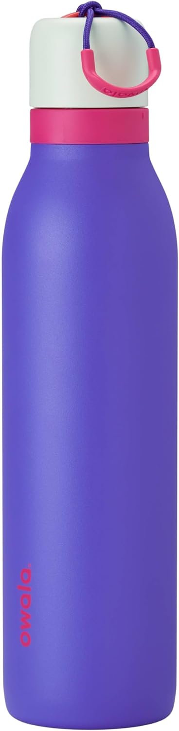Owala FreeSip Twist Insulated Stainless Steel Water Bottle with Straw for Sports and Travel, BPA-Free, 24-oz, Blue/Grey (Foggy Tide)