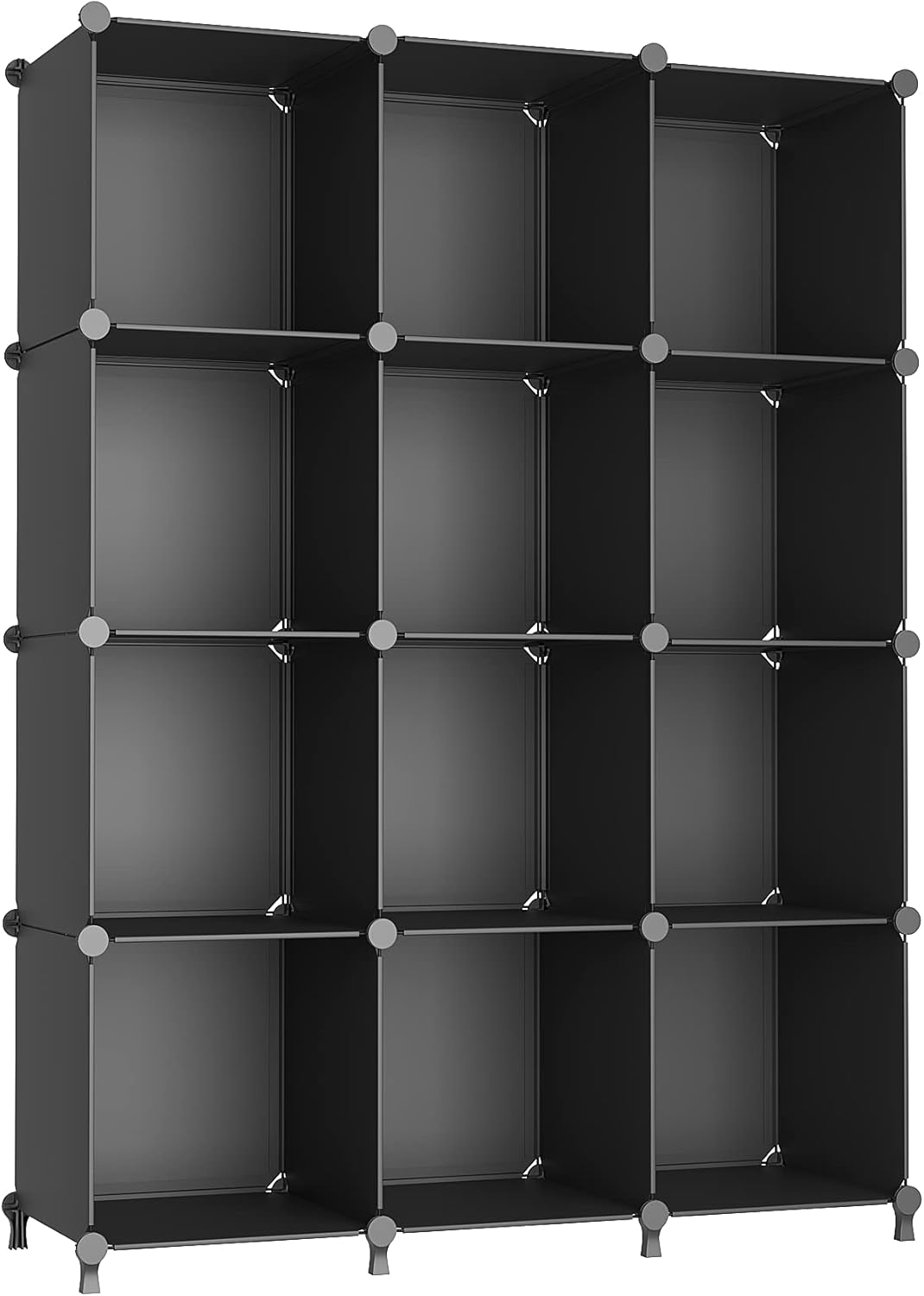 AWTATOS Cube Storage Organizer Storage 12 Cube Bookshelf DIY Plastic Closet Clothes Storage Shelves with Wooden Mallet, Stackable Storage Solution for Home, Bedroom, White