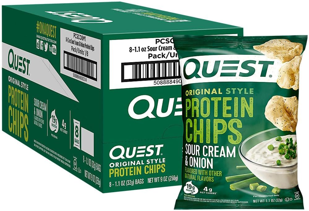 Quest Nutrition Nacho Cheese Tortilla Style Protein Chips, 18g Protein, 4g Net Carb, Low Carb, Gluten Free, 1.1 oz (Pack of 12)