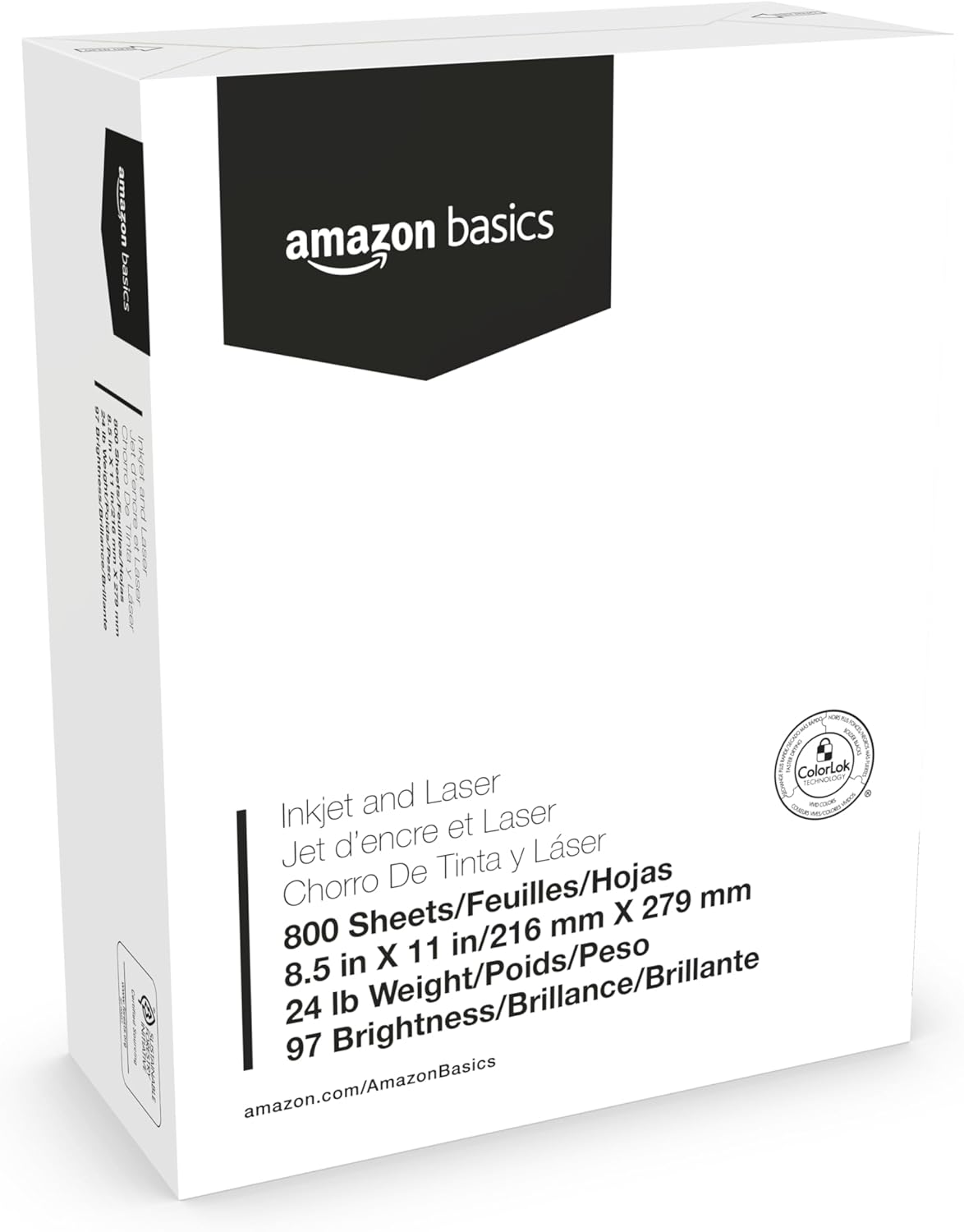 Amazon Basics Multipurpose Copy Printer Paper, 8.5 x 11 Inches, 24 lb Weight, 97 Bright White, 1500 Sheets (3 Packs of 500), for Inkjet and Laser
