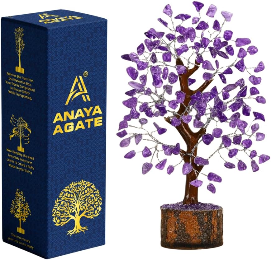 Amethyst Crystal Tree of Life - Handmade Healing Bonsai Purple Tree for Home and Office Decor, Positive Energy and Good Luck, Ideal for Christmas Decor and Birthday Gifts for Women, Men