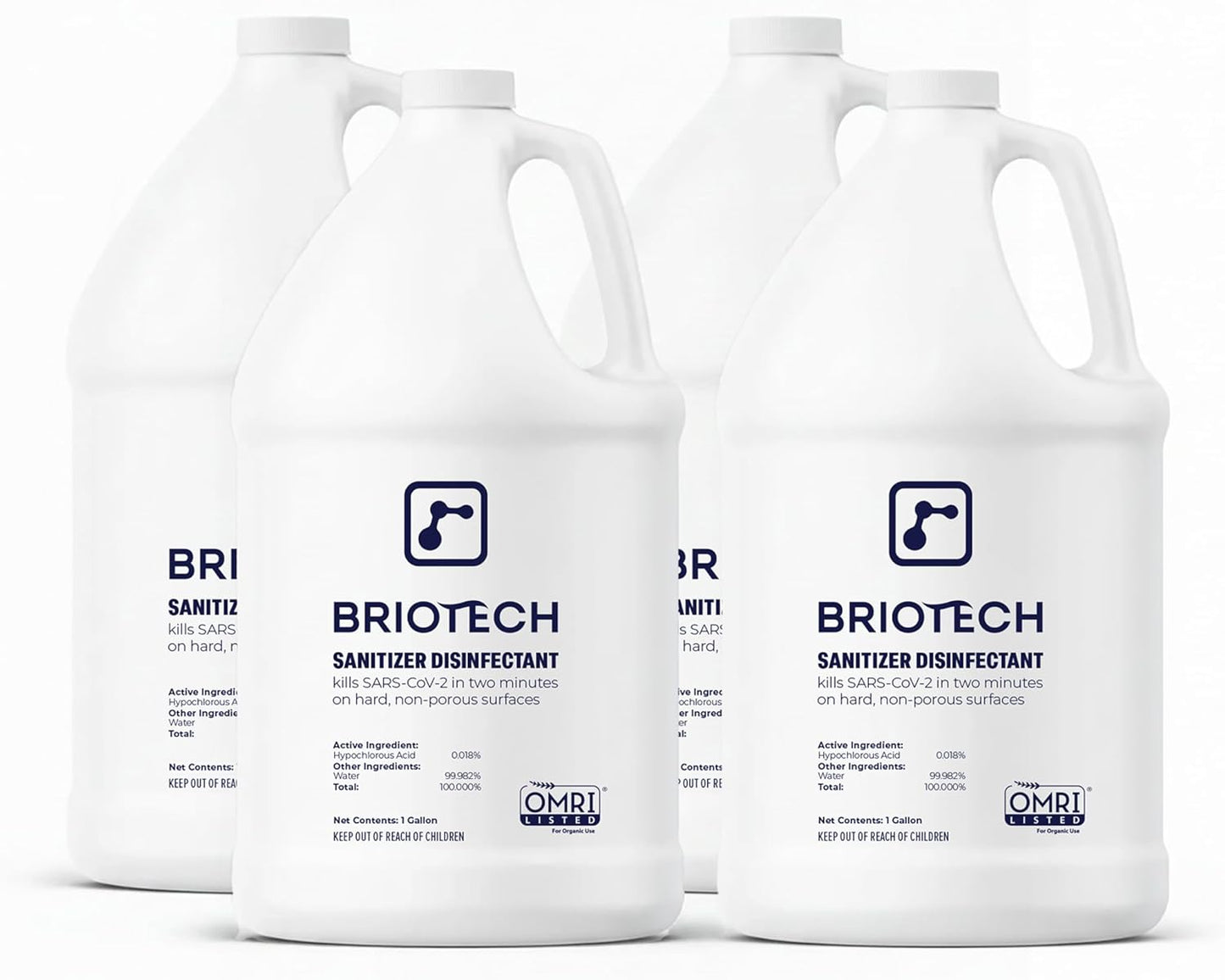 BRIOTECH Sanitizer Disinfectant Hypochlorous, Kill 99.99% of Viruses & Bacteria, Control Mold, Eliminate Odor, Gentle for Nursery & Play Rooms, Food Contact Surface Sanitizer, 1 Gallon Refill