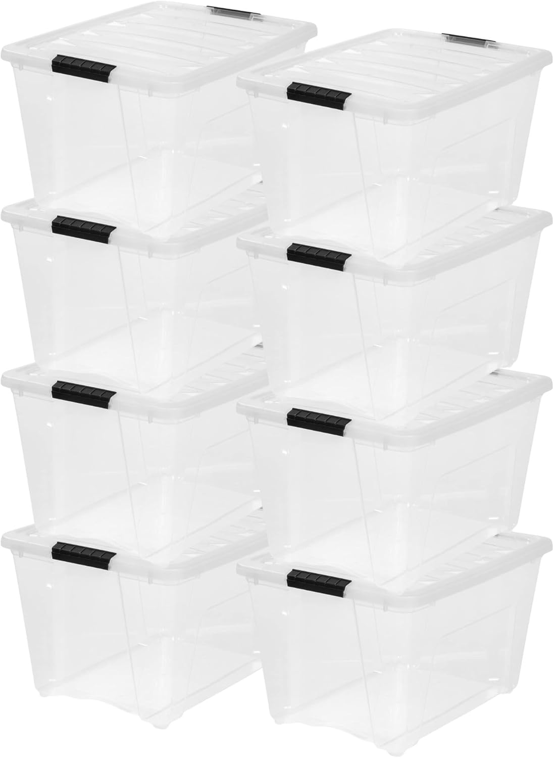 IRIS USA 13 QT Plastic Storage Box with Lid and Latches - 6 Pack - BPA-Free, See-Through Organizing Solution, Durable Nestable Stackable Containers, Secure Pull Handle - Clear