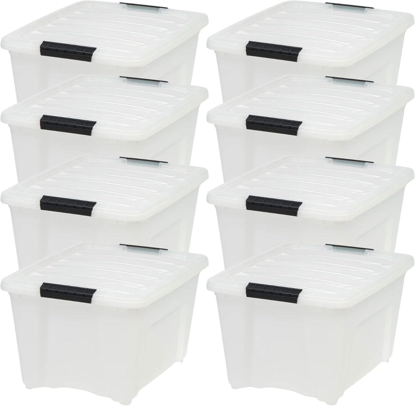 IRIS USA 13 QT Plastic Storage Box with Lid and Latches - 6 Pack - BPA-Free, See-Through Organizing Solution, Durable Nestable Stackable Containers, Secure Pull Handle - Clear