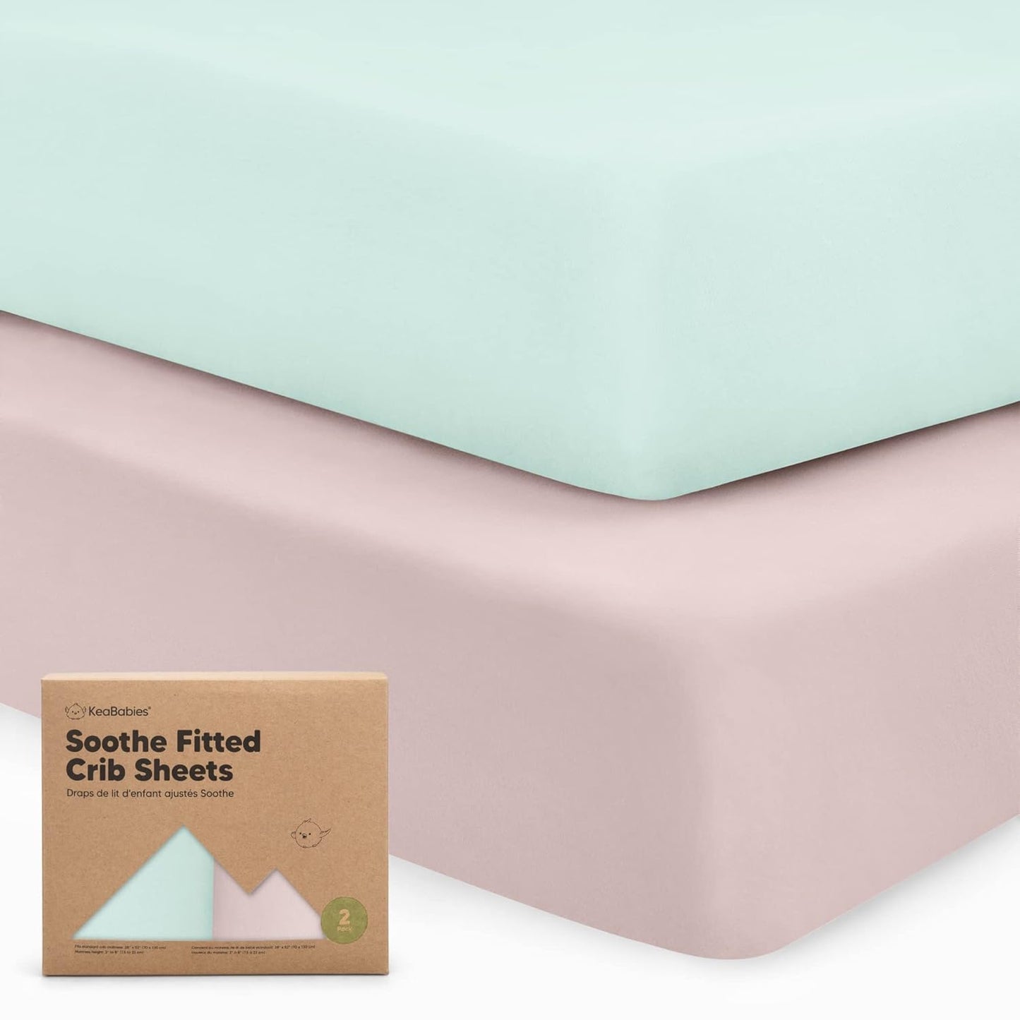 KeaBabies 2-Pack Organic Crib Sheets for Boys, Girls - 52x28 Fitted Crib Mattress Sheet Neutral, Breathable Jersey Cotton Cover for Baby Bed, Toddler Mattress, Soft & Cute Prints (Soft White)