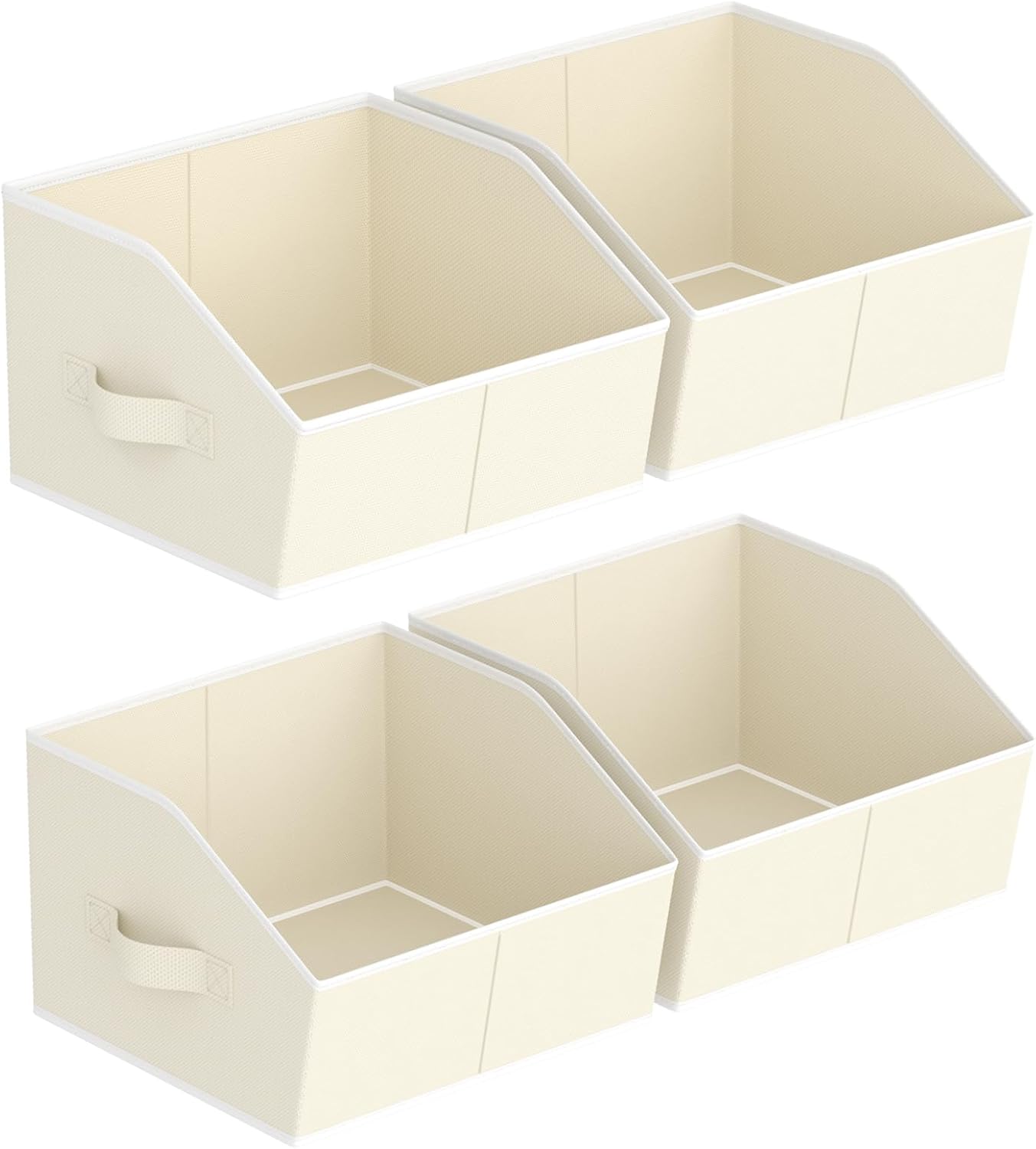 Closet Organizers Bins 6 Packs - Large Closet Shelf Organizer with Handles, Fabric Trapezoid Storage Bins, Collapsible Storage Cubes for Clothes, Towels, Light Gray