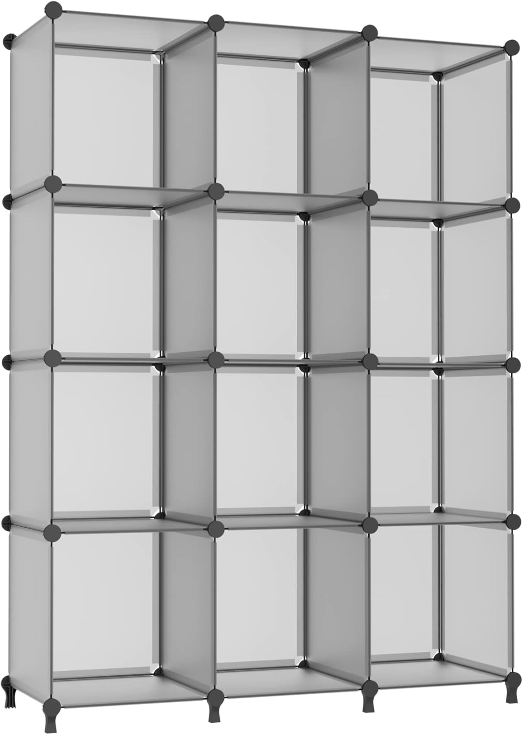 AWTATOS Cube Storage Organizer Storage 12 Cube Bookshelf DIY Plastic Closet Clothes Storage Shelves with Wooden Mallet, Stackable Storage Solution for Home, Bedroom, White