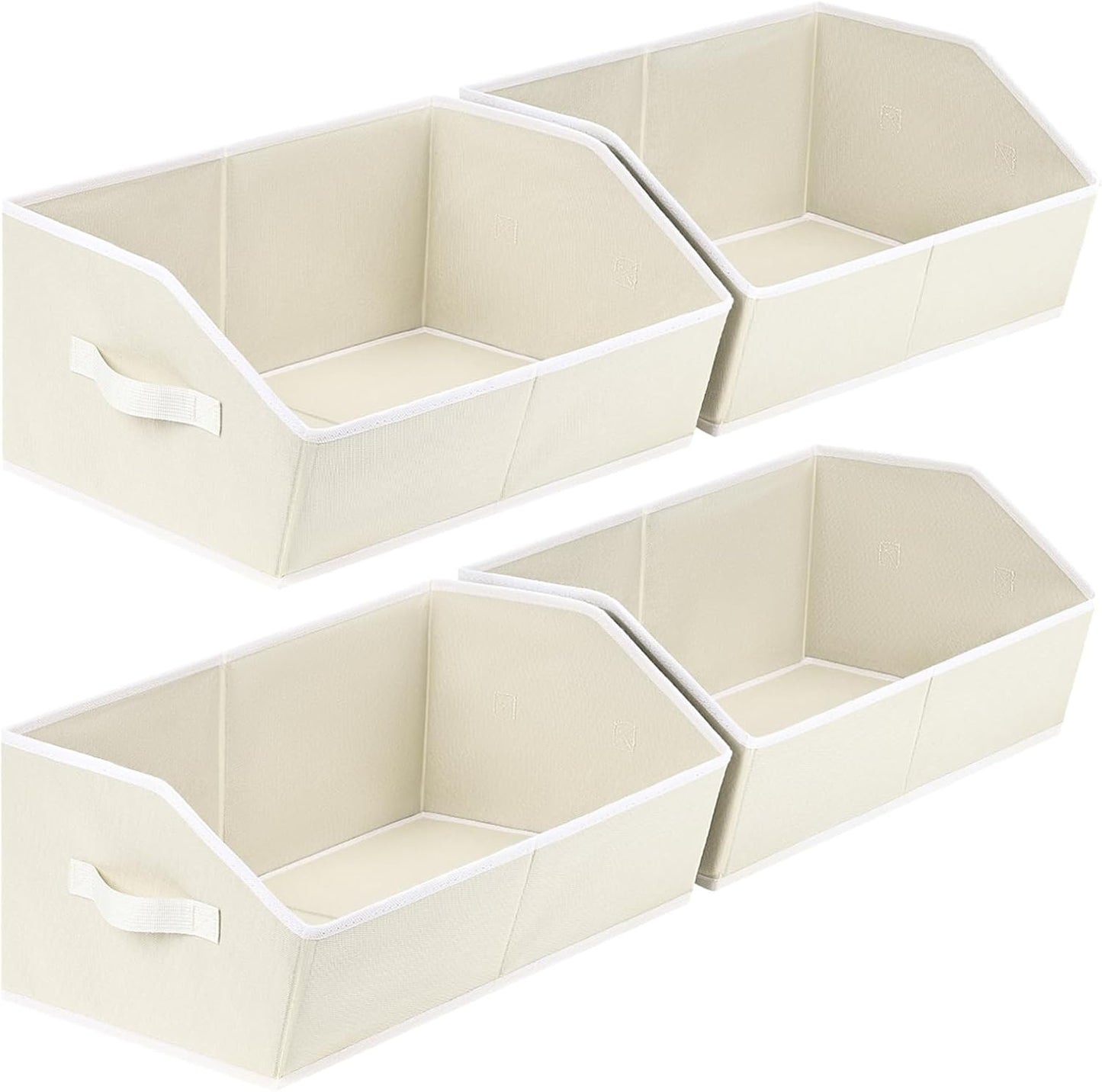 Closet Organizers Bins 6 Packs - Large Closet Shelf Organizer with Handles, Fabric Trapezoid Storage Bins, Collapsible Storage Cubes for Clothes, Towels, Light Gray
