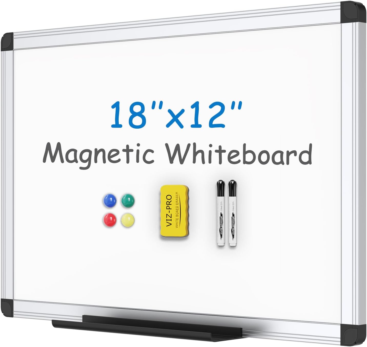 VIZ-PRO Magnetic Dry Erase Board, 36 X 24 Inches, Silver Aluminium Frame