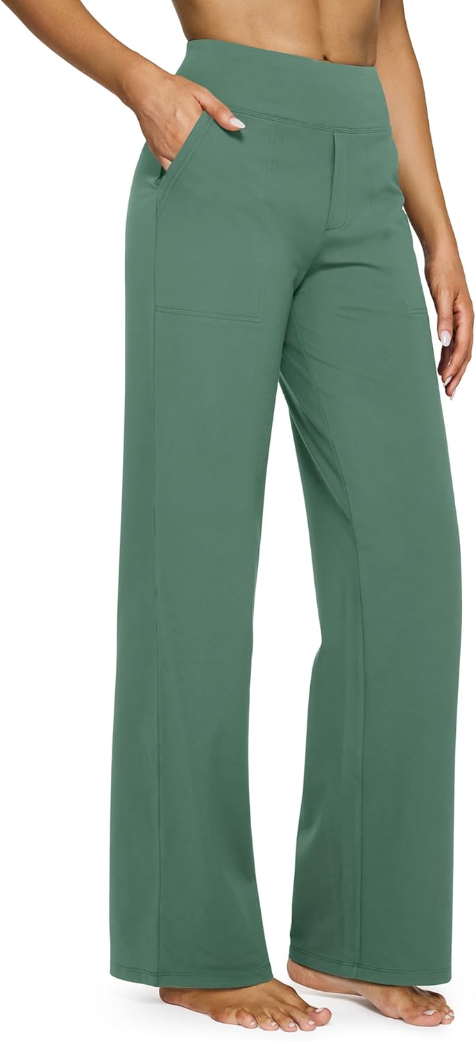G4Free EverGoing Yoga Pants Women Wide Leg Pants with Pockets High Waist Stretch Dress Casual Sweatpants Petite/Regular/Tall
