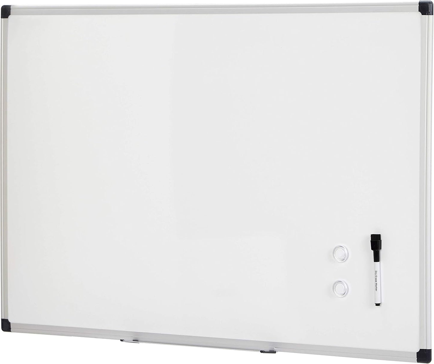 Amazon Basics Magnetic Dry Erase Whiteboard, 24" x 18", Aluminum Frame, Silver/White, Presentation Board for Writing Notes