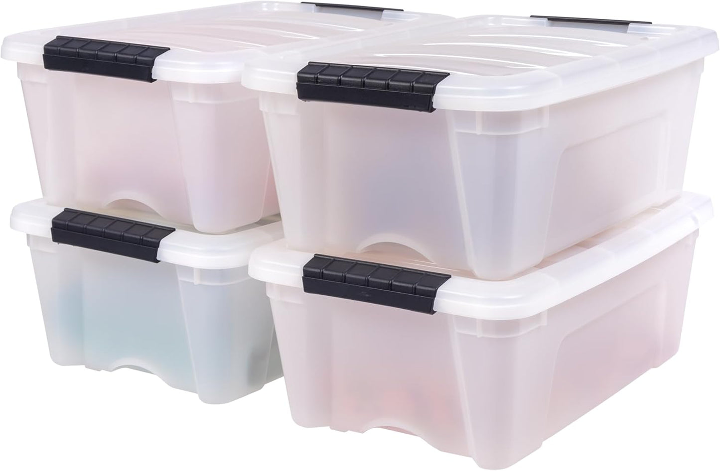 IRIS USA 13 QT Plastic Storage Box with Lid and Latches - 6 Pack - BPA-Free, See-Through Organizing Solution, Durable Nestable Stackable Containers, Secure Pull Handle - Clear