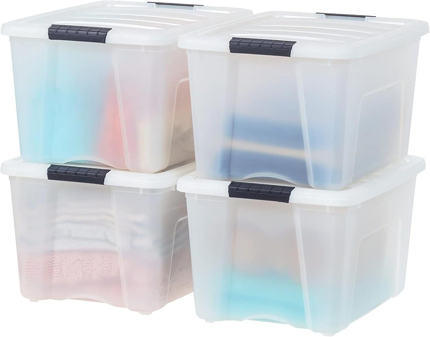 IRIS USA 13 QT Plastic Storage Box with Lid and Latches - 6 Pack - BPA-Free, See-Through Organizing Solution, Durable Nestable Stackable Containers, Secure Pull Handle - Clear