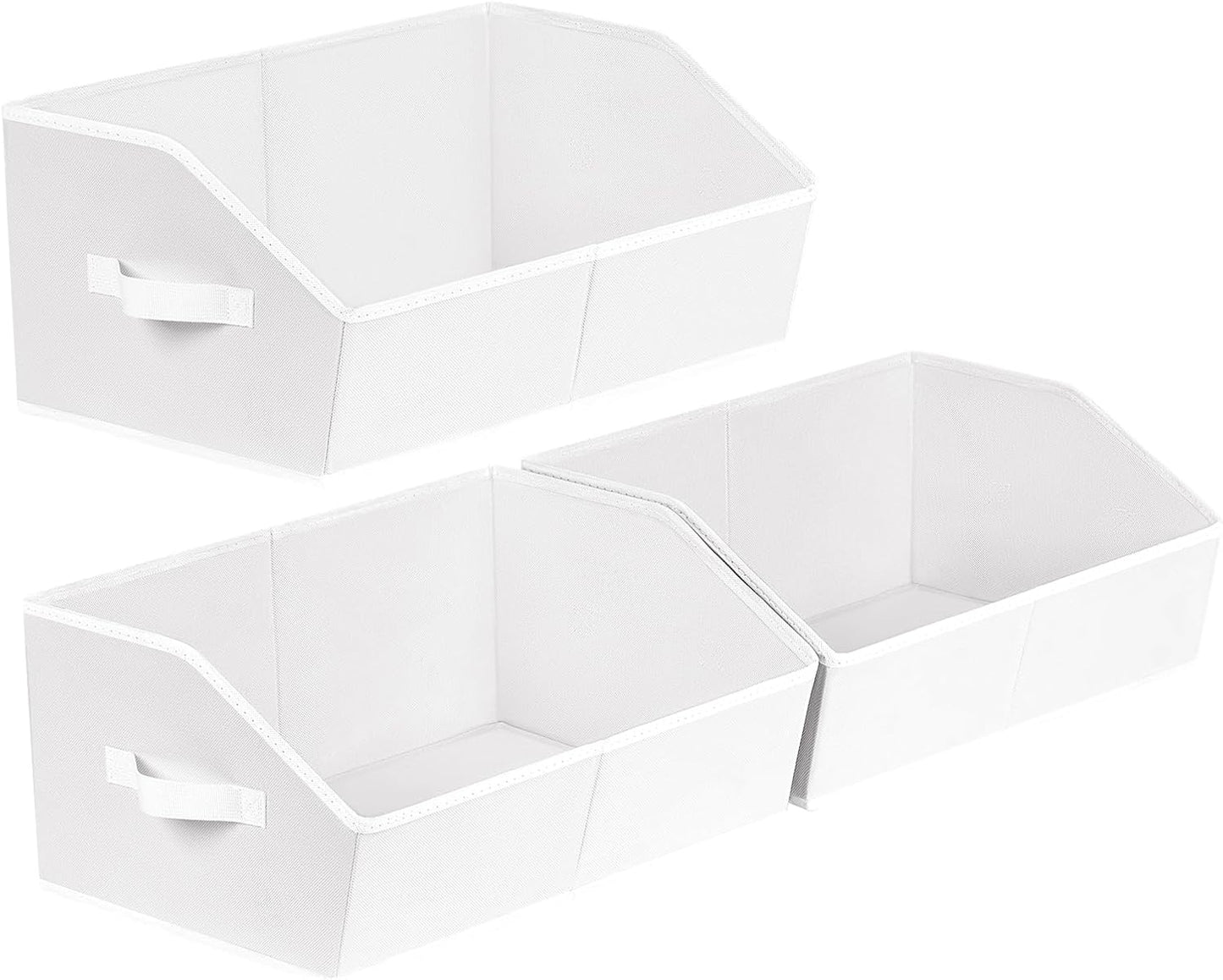 Closet Organizers Bins 6 Packs - Large Closet Shelf Organizer with Handles, Fabric Trapezoid Storage Bins, Collapsible Storage Cubes for Clothes, Towels, Light Gray