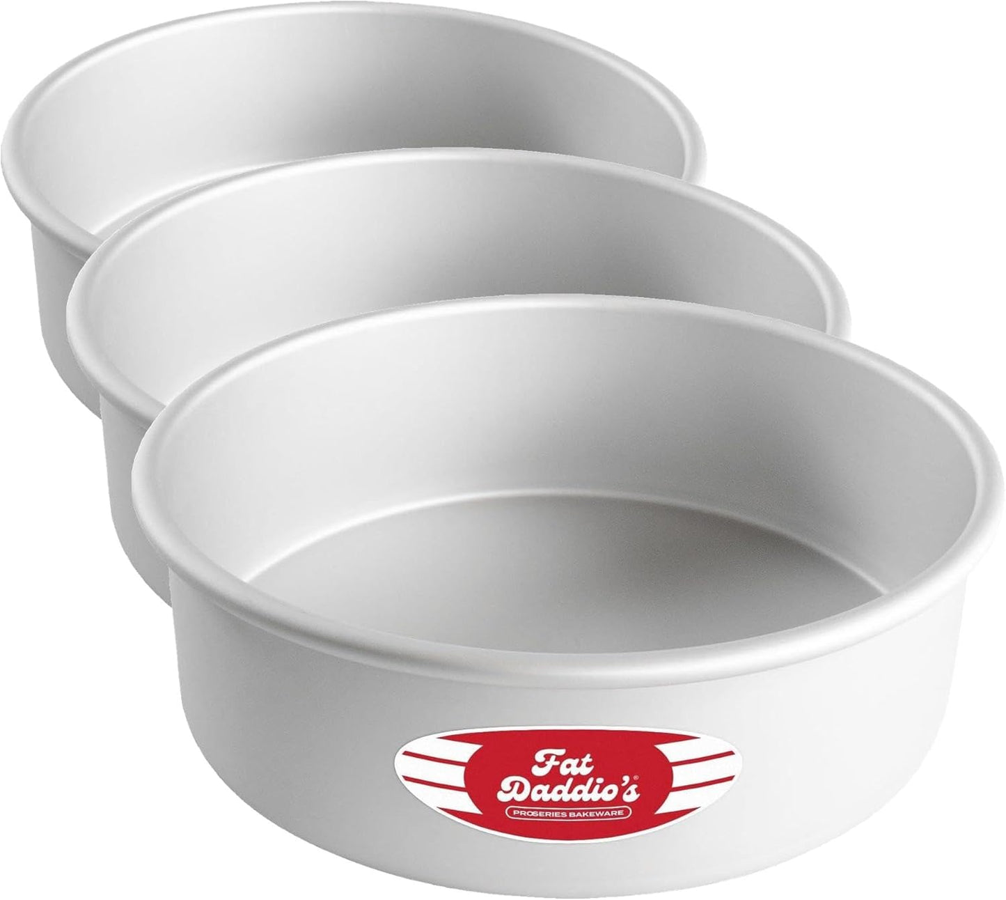 Fat Daddio's Anodized Aluminum Round Cake Pans, 2 Piece Set, 8 x 2 Inch