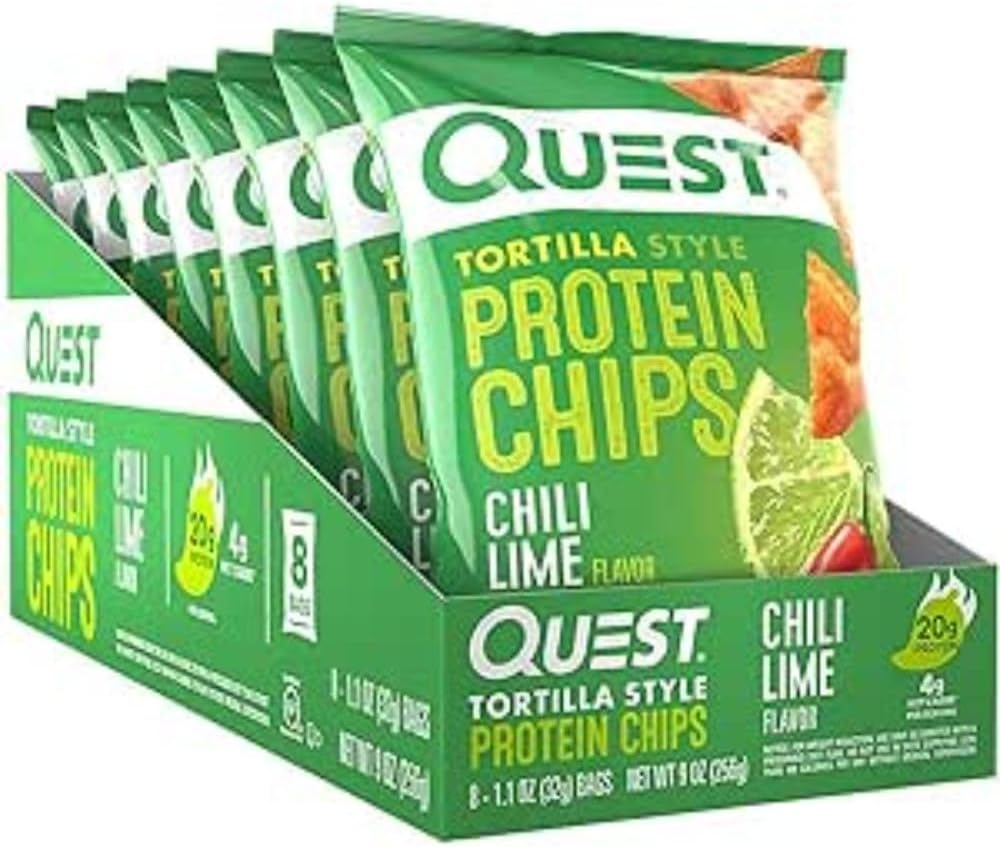 Quest Nutrition Nacho Cheese Tortilla Style Protein Chips, 18g Protein, 4g Net Carb, Low Carb, Gluten Free, 1.1 oz (Pack of 12)