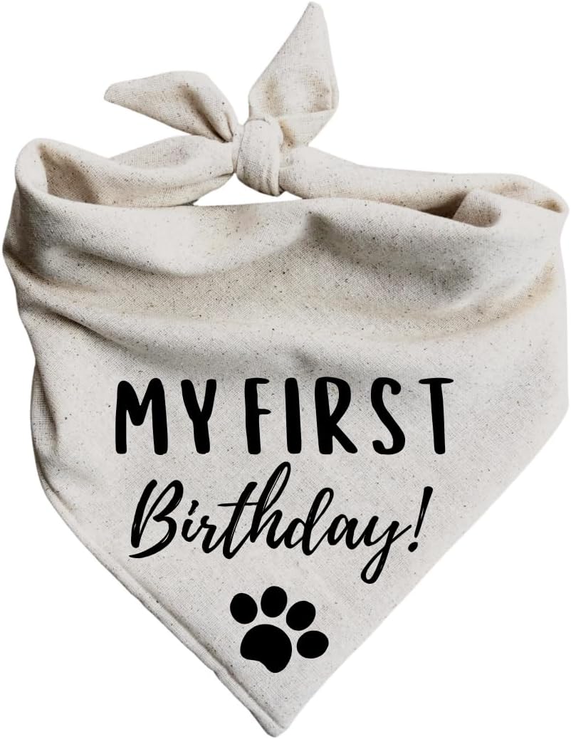 My First Birthday Dog Bandana barkday Black (Medium)