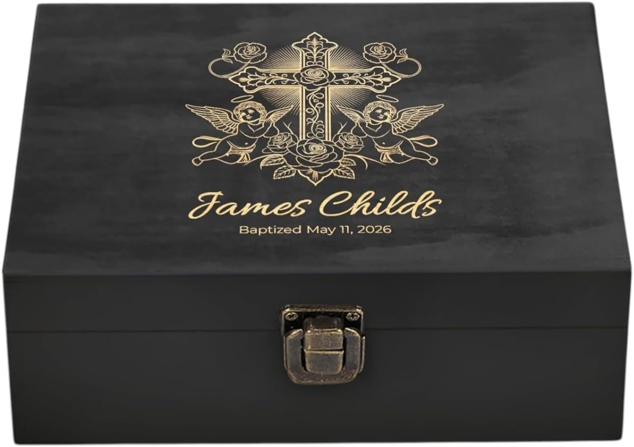 Personalized Wooden Keepsake Box - Custom Memory Box for Photos Jewelry Letters Rustic Memento Storage Box for Wedding, Anniversary, Birthday, Graduation & Retirement Gifts