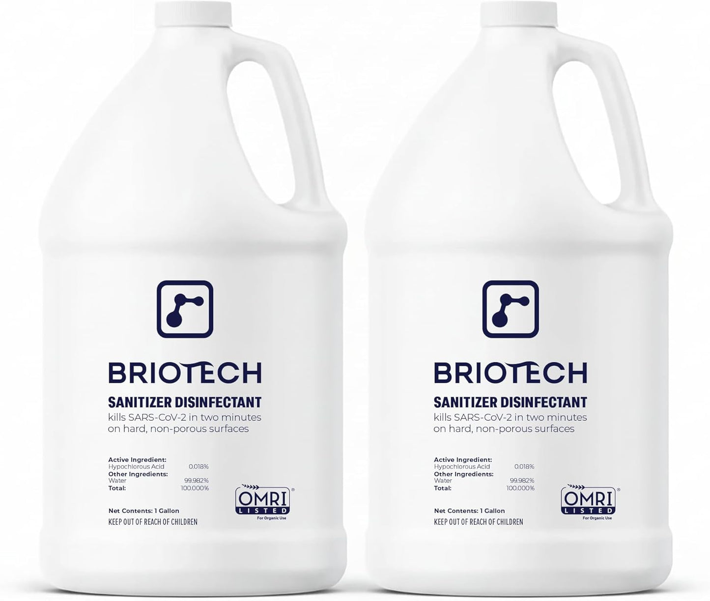 BRIOTECH Sanitizer Disinfectant Hypochlorous, Kill 99.99% of Viruses & Bacteria, Control Mold, Eliminate Odor, Gentle for Nursery & Play Rooms, Food Contact Surface Sanitizer, 1 Gallon Refill