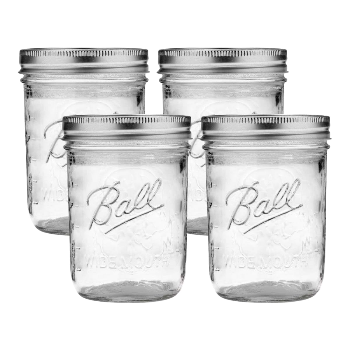 Ball Wide Mouth Pint 16-Ounce Glass Mason Jar with Lids and Bands, 12-Count
