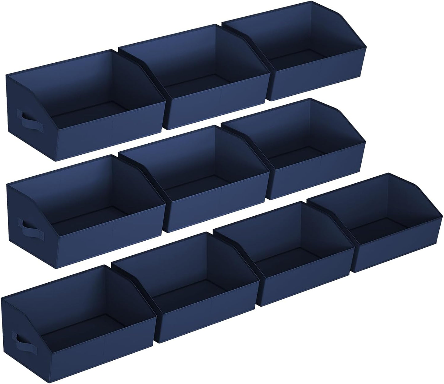 Closet Organizers Bins 6 Packs - Large Closet Shelf Organizer with Handles, Fabric Trapezoid Storage Bins, Collapsible Storage Cubes for Clothes, Towels, Light Gray
