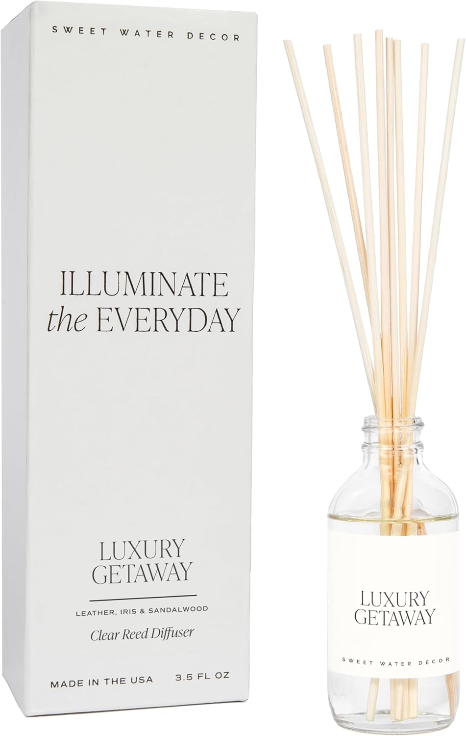Sweet Water Decor Salt & Sea Reed Diffuser Set - Sea Salt Citrus & Musk Amber Scent Diffuser - Reed Diffusers for Home with Long Lasting Fragrance - Non-Toxic Oil Reed Diffuser - Made in The USA