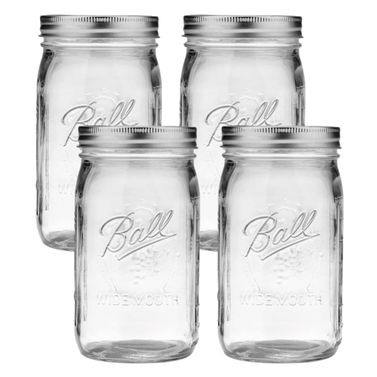 Ball Wide Mouth Pint 16-Ounce Glass Mason Jar with Lids and Bands, 12-Count