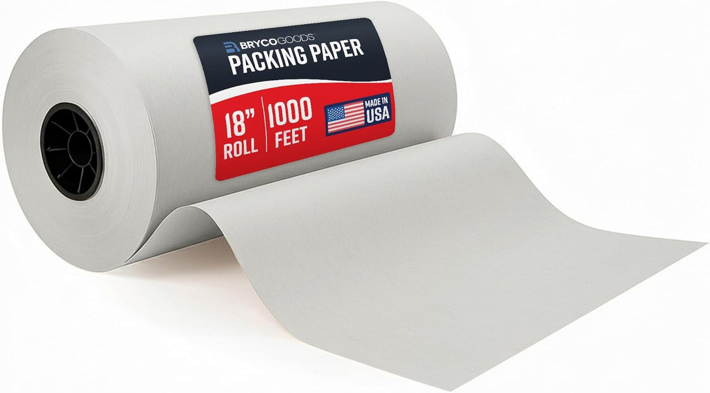 Bryco Goods Newsprint Packing Paper Sheets for Moving - 10lb - 320 Sheets of Newspaper Paper - Wrapping and Protecting Fragile Items, Box Filler, Shipping Supplies - 27" x 17" - Made in the USA