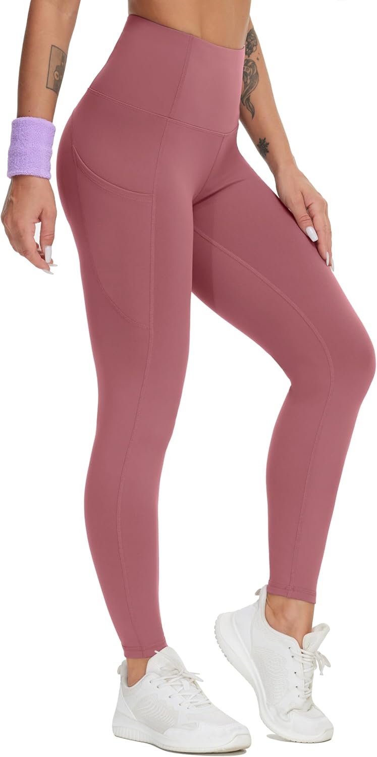 THE GYM PEOPLE Thick High Waist Yoga Pants with Pockets, Tummy Control Workout Running Yoga Leggings for Women