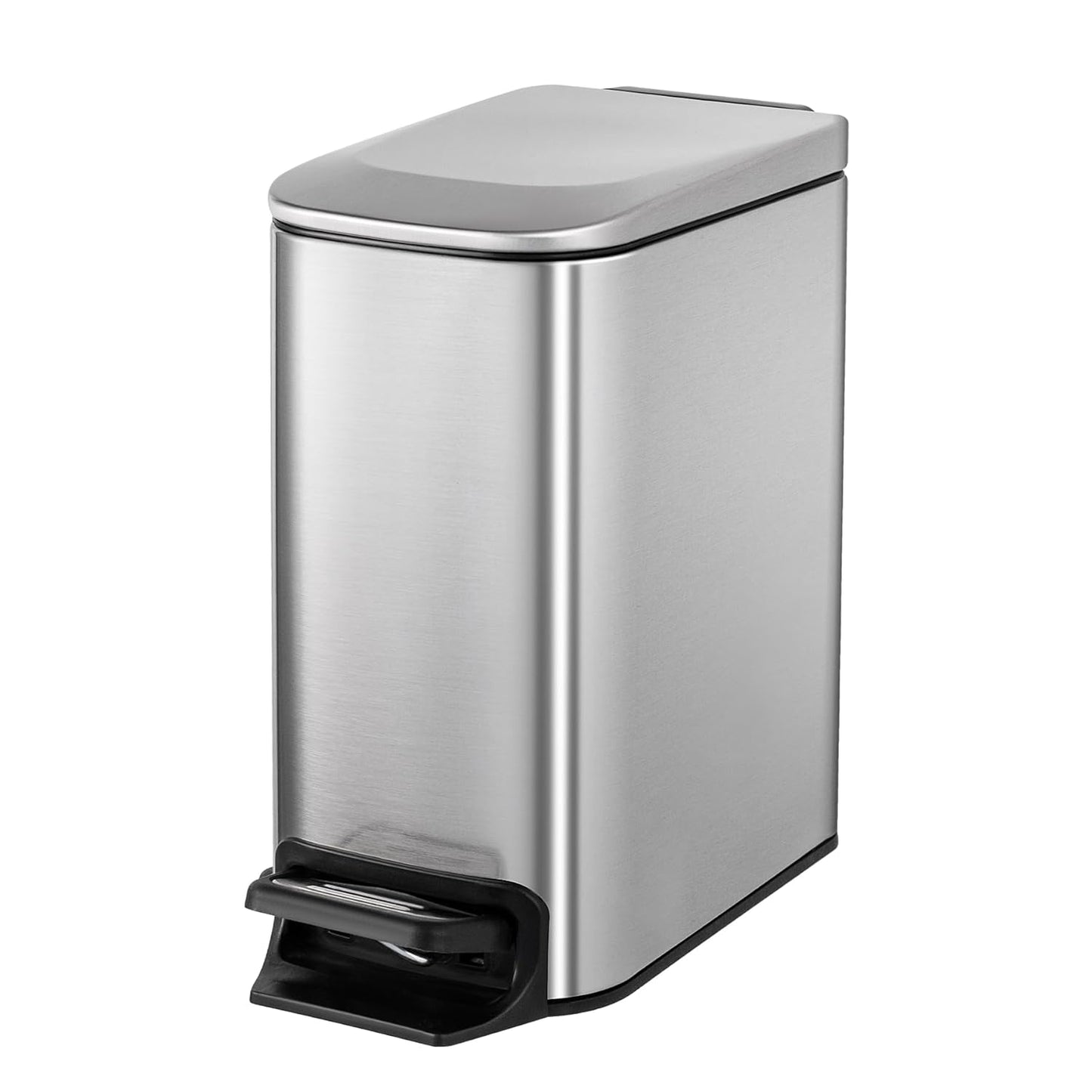 Cesun Small Bathroom Trash Can with Lid Soft Close, Step Pedal, 6 Liter / 1.6 Gallon Stainless Steel Garbage Can with Removable Inner Bucket, Anti-Fingerprint Finish (Matt Black)