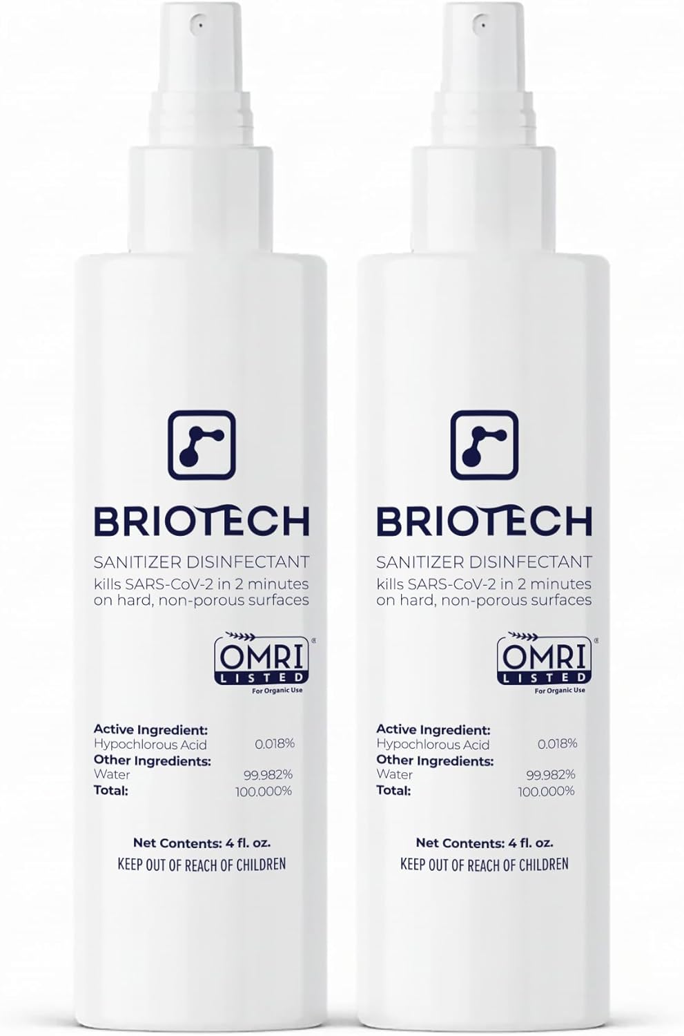 BRIOTECH Sanitizer Disinfectant Hypochlorous, Kill 99.99% of Viruses & Bacteria, Control Mold, Eliminate Odor, Gentle for Nursery & Play Rooms, Food Contact Surface Sanitizer, 1 Gallon Refill