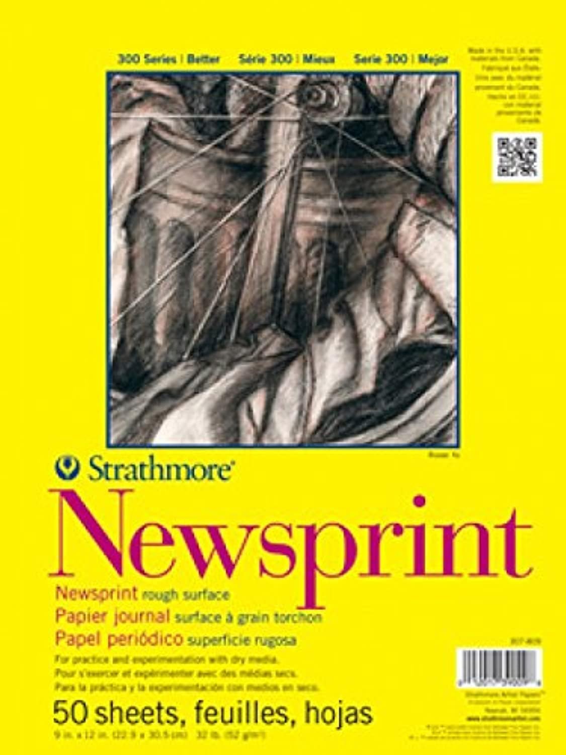 Strathmore Smooth Newsprint Paper Pad 18"X24"-50 Sheets -307018