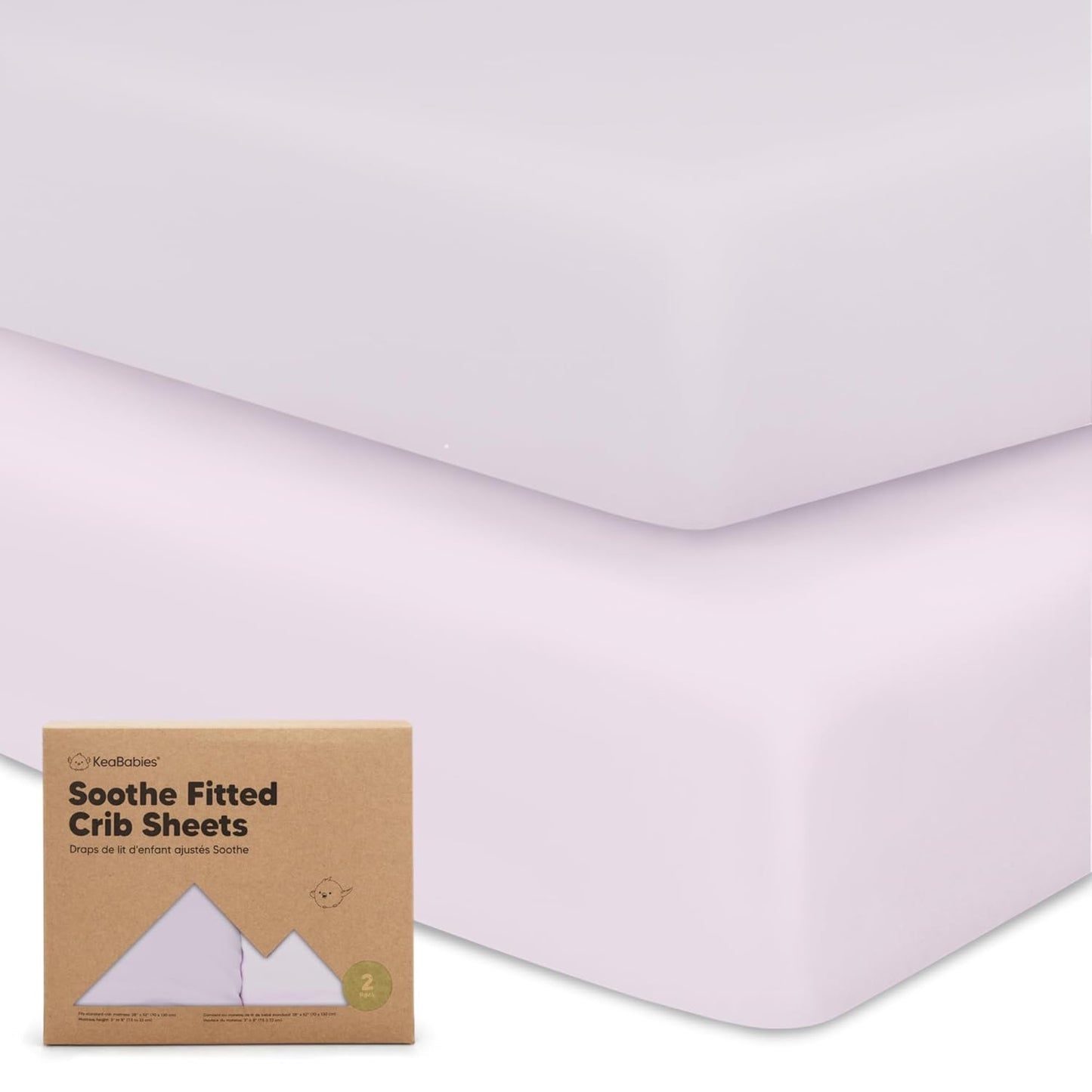 KeaBabies 2-Pack Organic Crib Sheets for Boys, Girls - 52x28 Fitted Crib Mattress Sheet Neutral, Breathable Jersey Cotton Cover for Baby Bed, Toddler Mattress, Soft & Cute Prints (Soft White)
