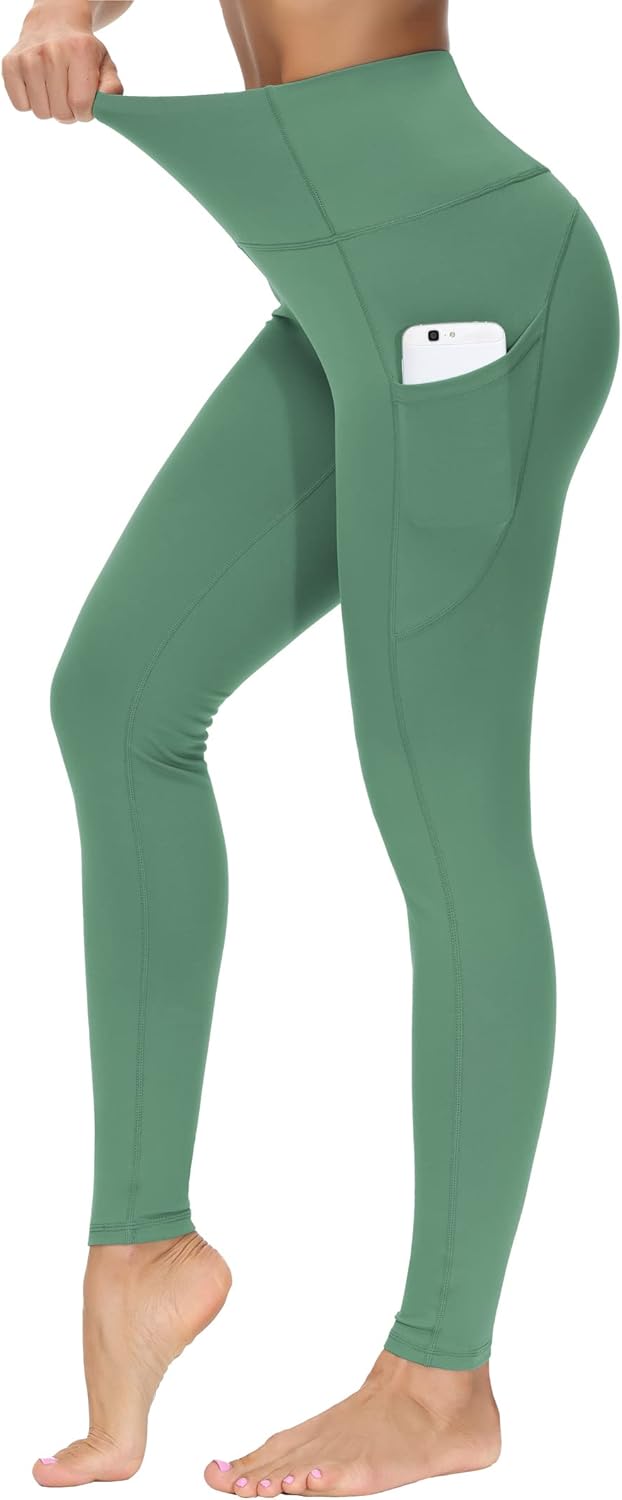 THE GYM PEOPLE Thick High Waist Yoga Pants with Pockets, Tummy Control Workout Running Yoga Leggings for Women