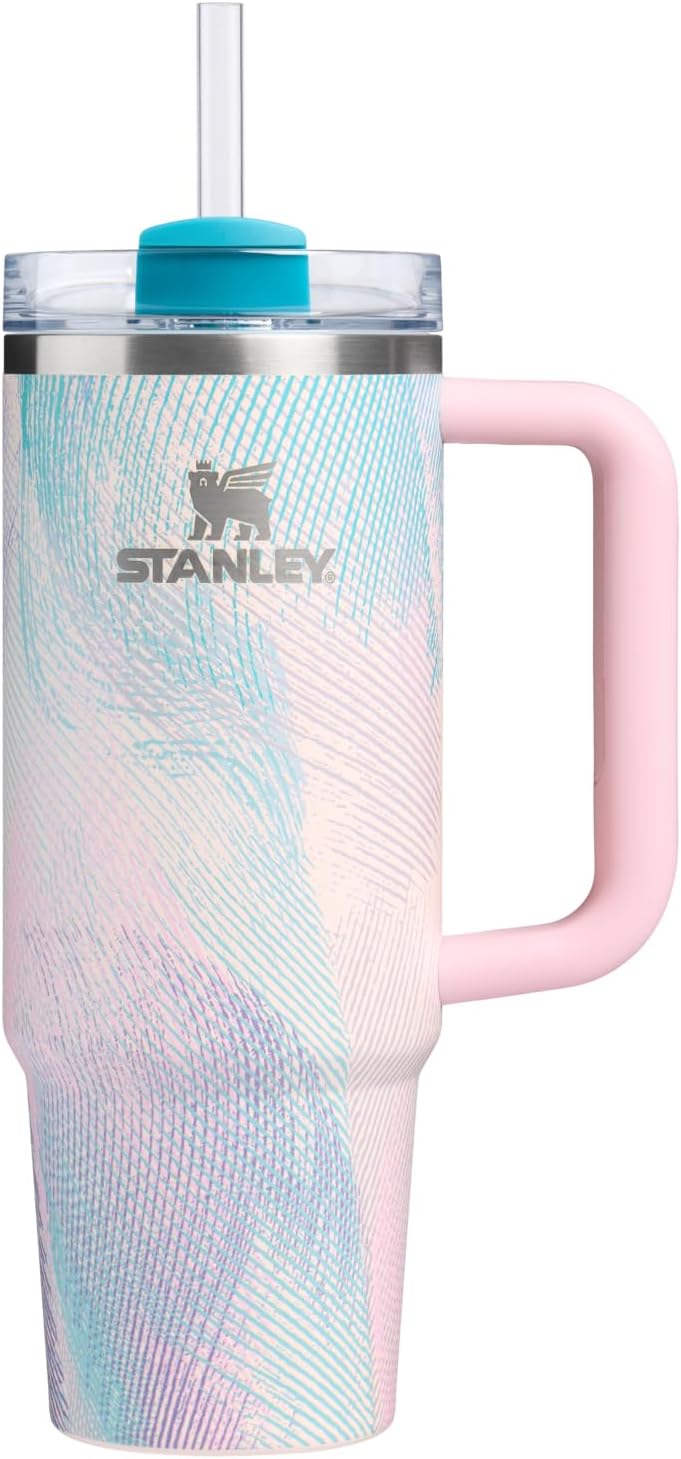 STANLEY Quencher H2.0 Tumbler with Handle and Straw 40 oz | Flowstate 3-Position Lid | Cup Holder Compatible for Travel | Insulated Stainless Steel Cup | BPA-Free | Cherry Blossom